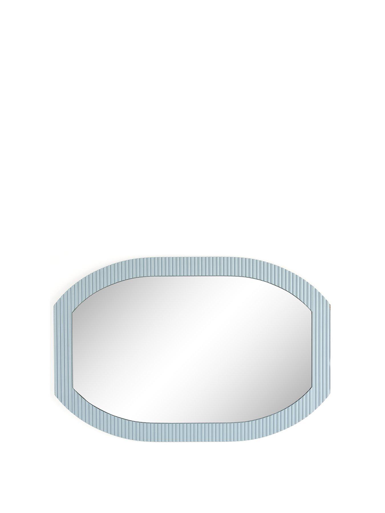Image 2 of 4 of Very Home Ribbed Blue Oval Mirror 60x90cm