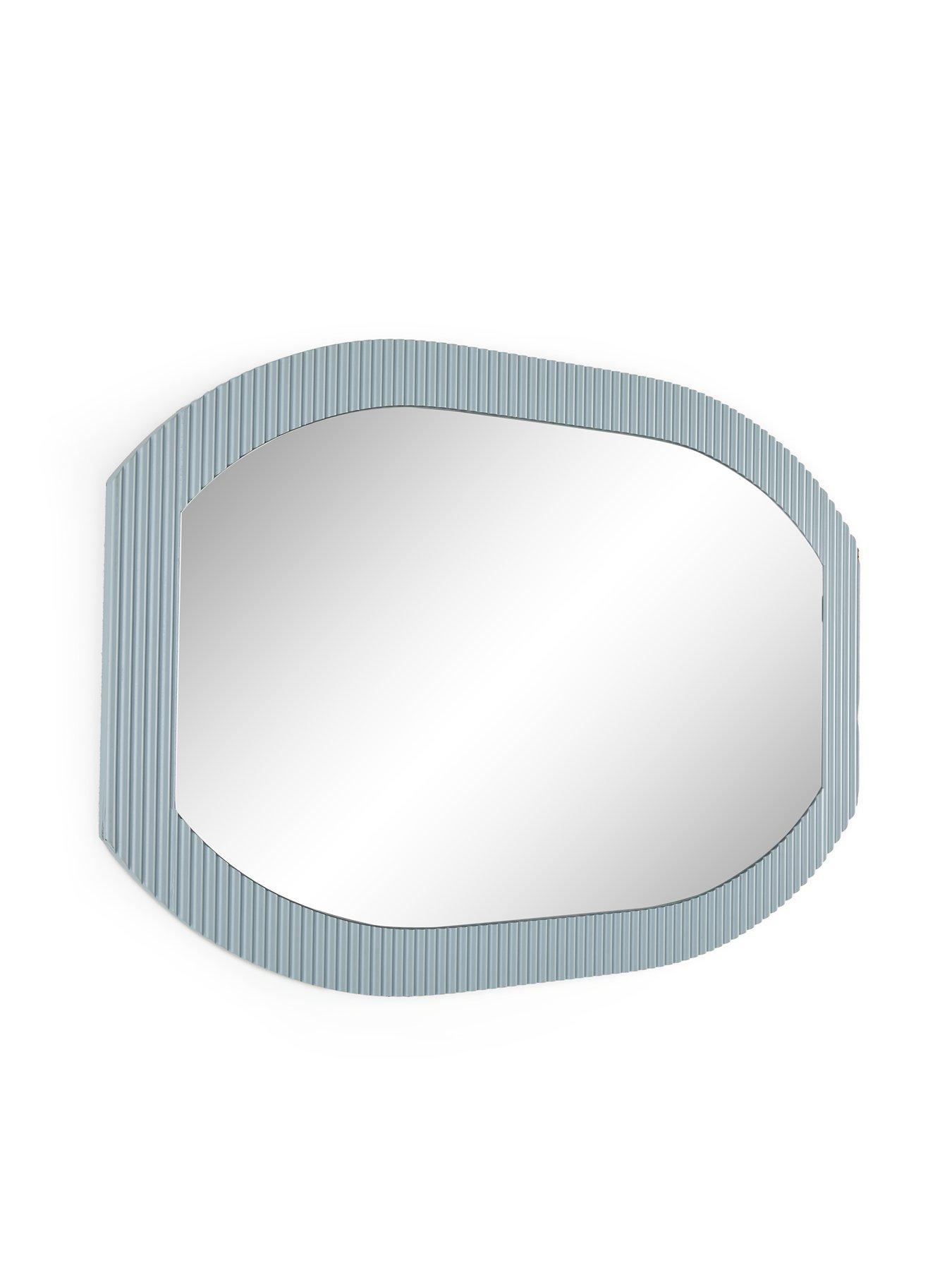Image 3 of 4 of Very Home Ribbed Blue Oval Mirror 60x90cm
