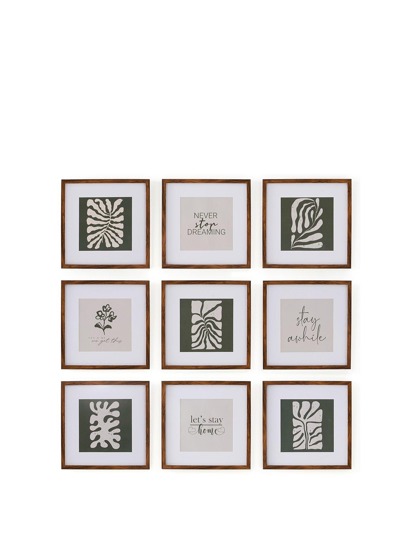 Image 2 of 5 of Very Home Set of 9 Brown Square Gallery Photo Frames 12x12inch
