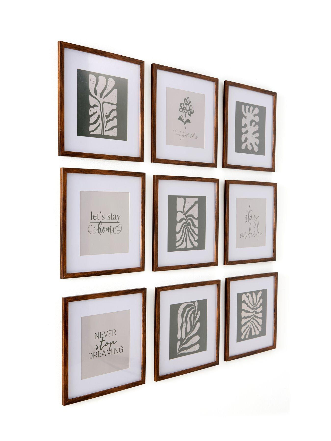 Image 3 of 5 of Very Home Set of 9 Brown Square Gallery Photo Frames 12x12inch