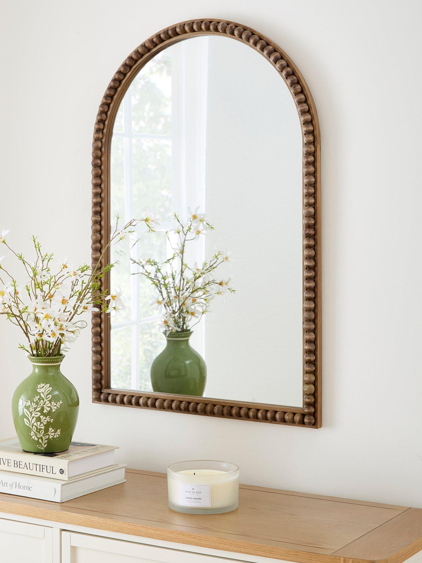 undefined Arched Bobbin Wood Mirror 61x91cm