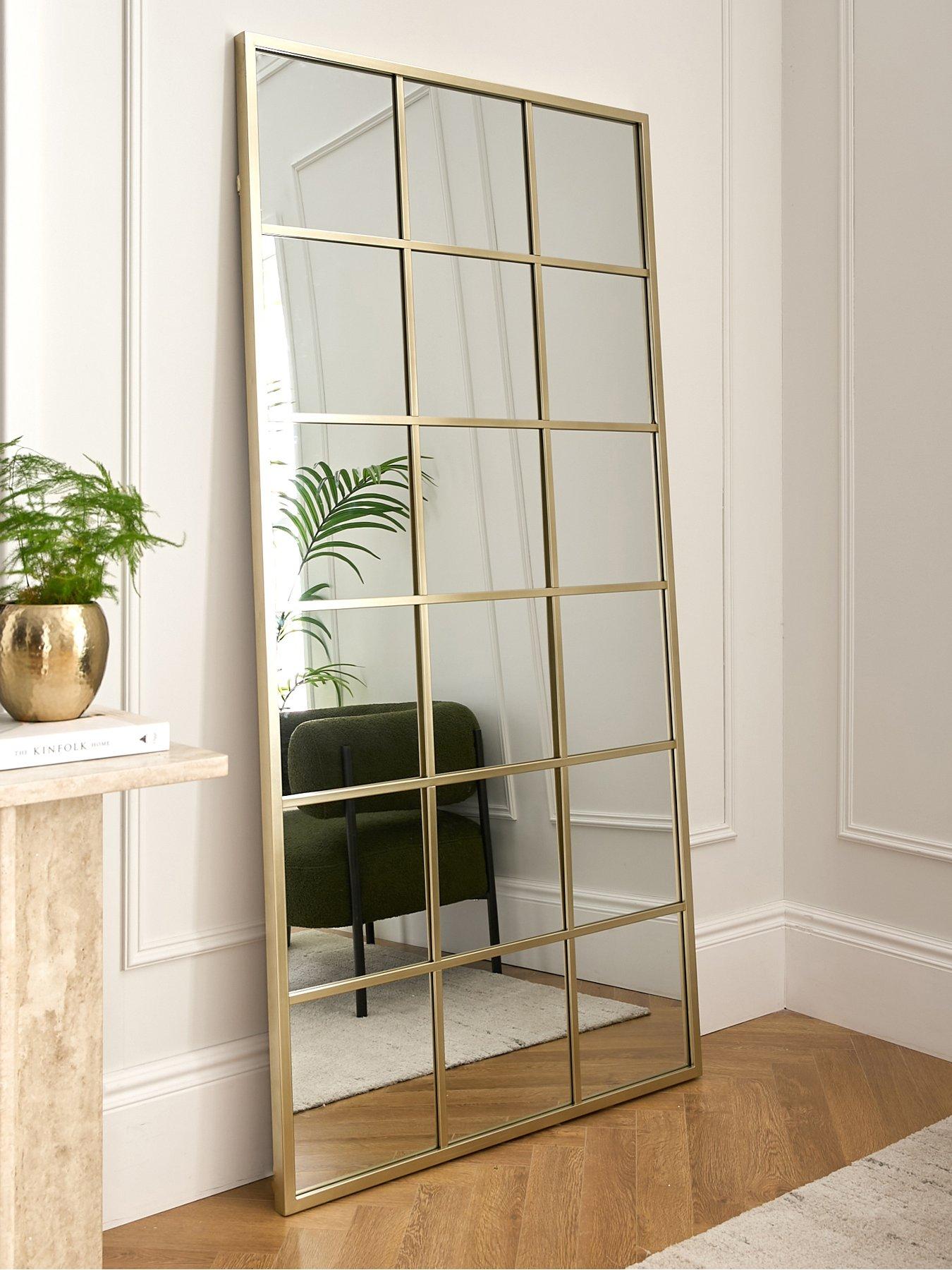 Image 1 of 6 of Very Home Gold Window Pane Mirror 90x180cm