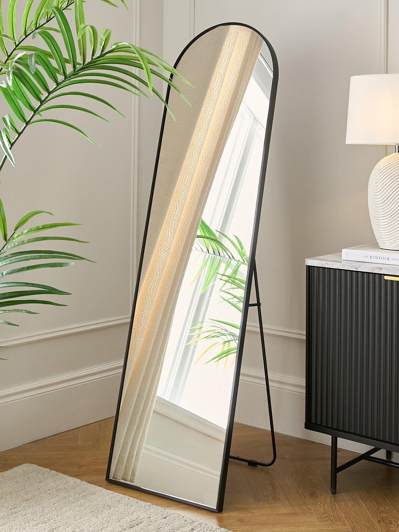 Image 1 of 6 of The Very Collection Black Rounded Standing Mirror 45x160cm