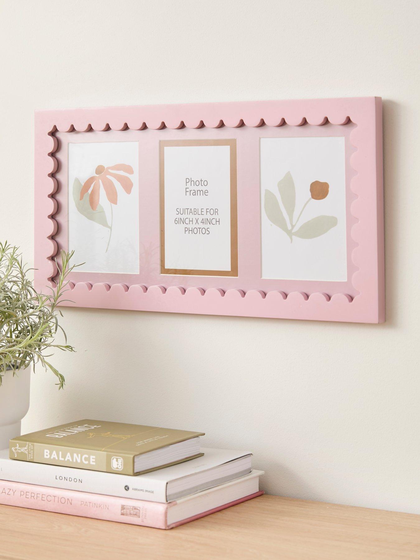 Image 1 of 5 of Very Home 3 Photo Pink Scalloped Frame 22x41cm