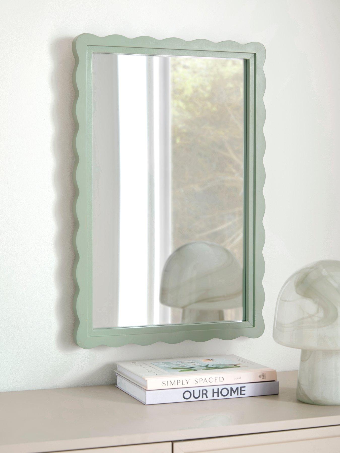 The Very Collection Green Scalloped Edge Mirror 40x60cm