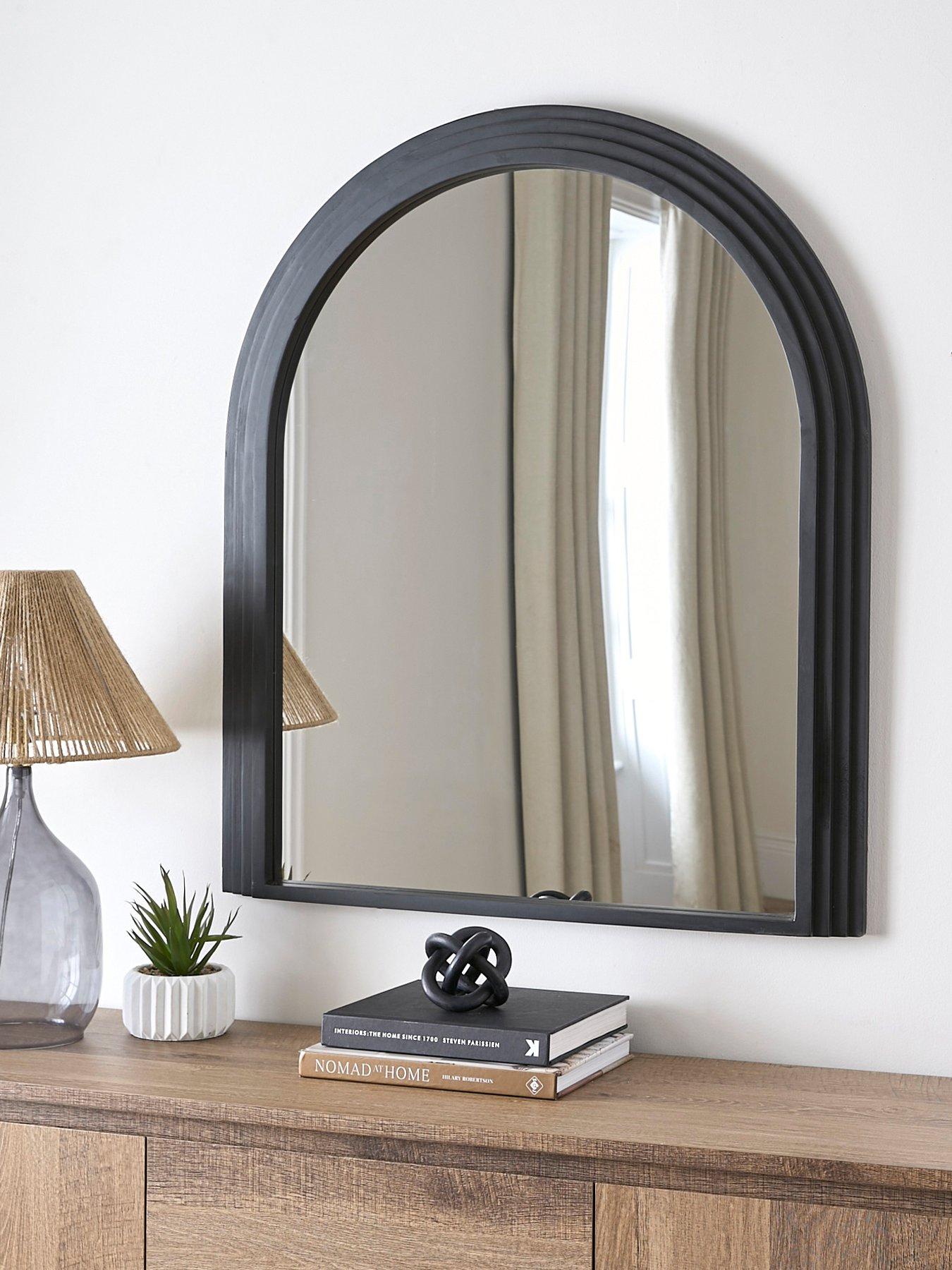 Image 1 of 5 of Very Home Arched Black Ribbed Edge Mirror 77x90cm