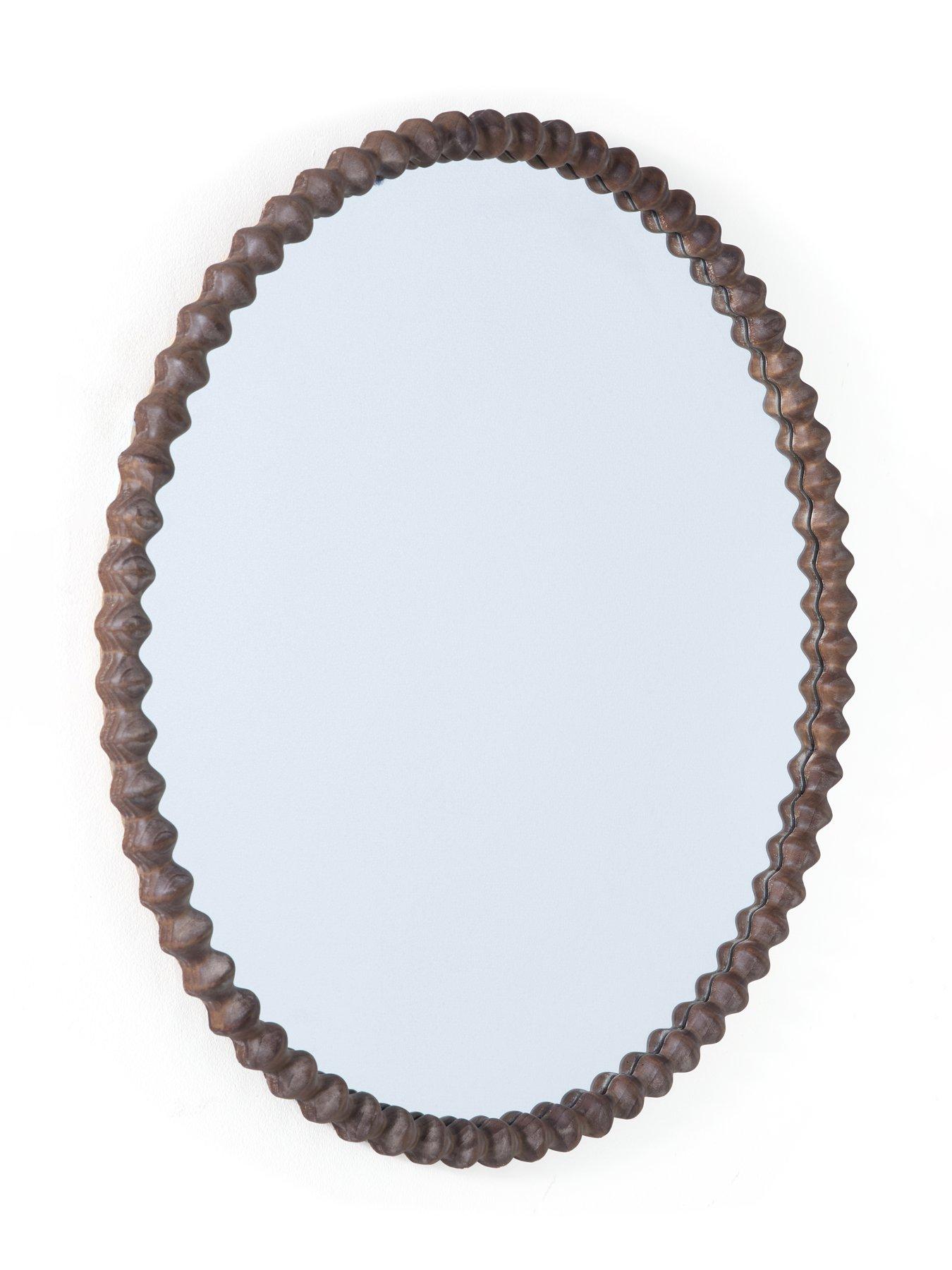 Image 3 of 5 of Very Home Round Wooden Bobbin Mirror 80cm
