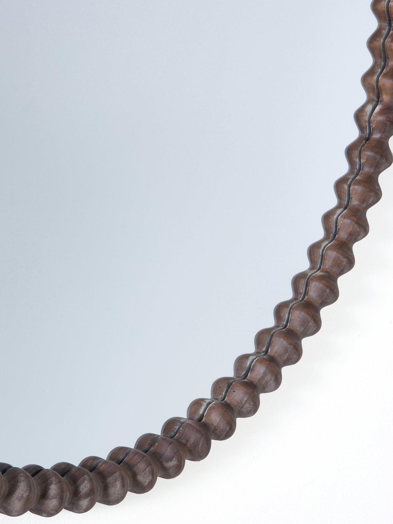 Image 5 of 5 of Very Home Round Wooden Bobbin Mirror 80cm