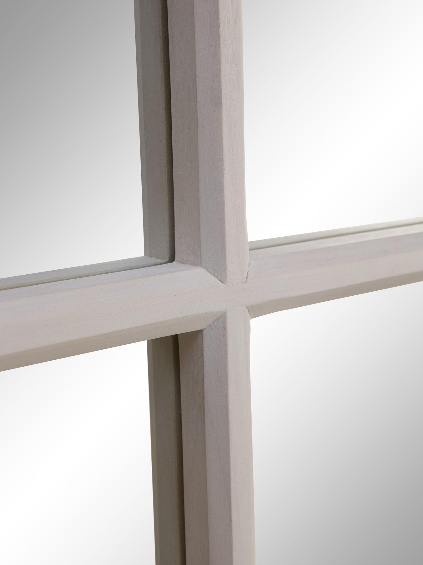 Image 5 of 7 of Very Home White Wooden Window Pane Mirror 74x84cm