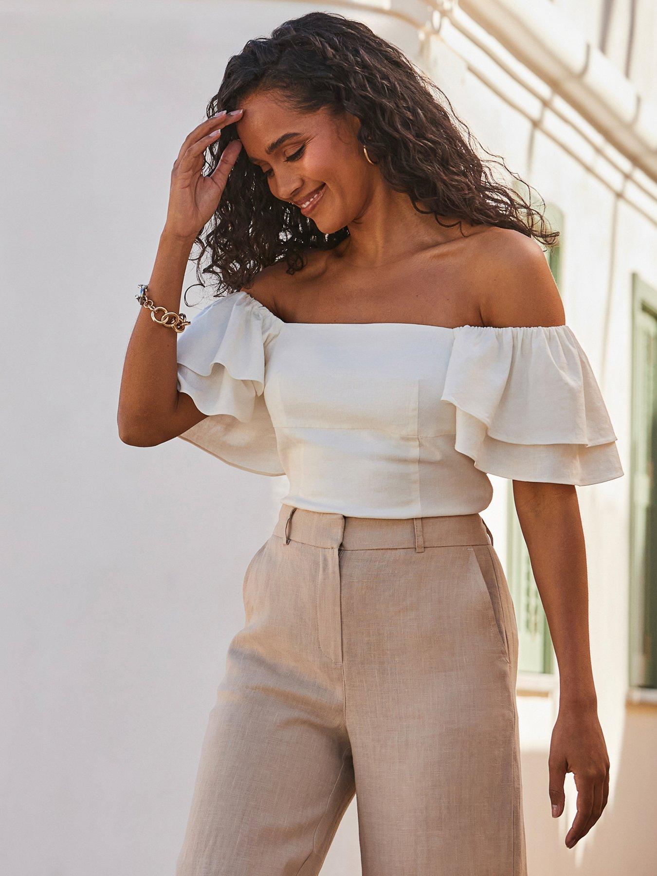 sosandar-ivory-linen-blend-ruffle-sleeve-bardot-top