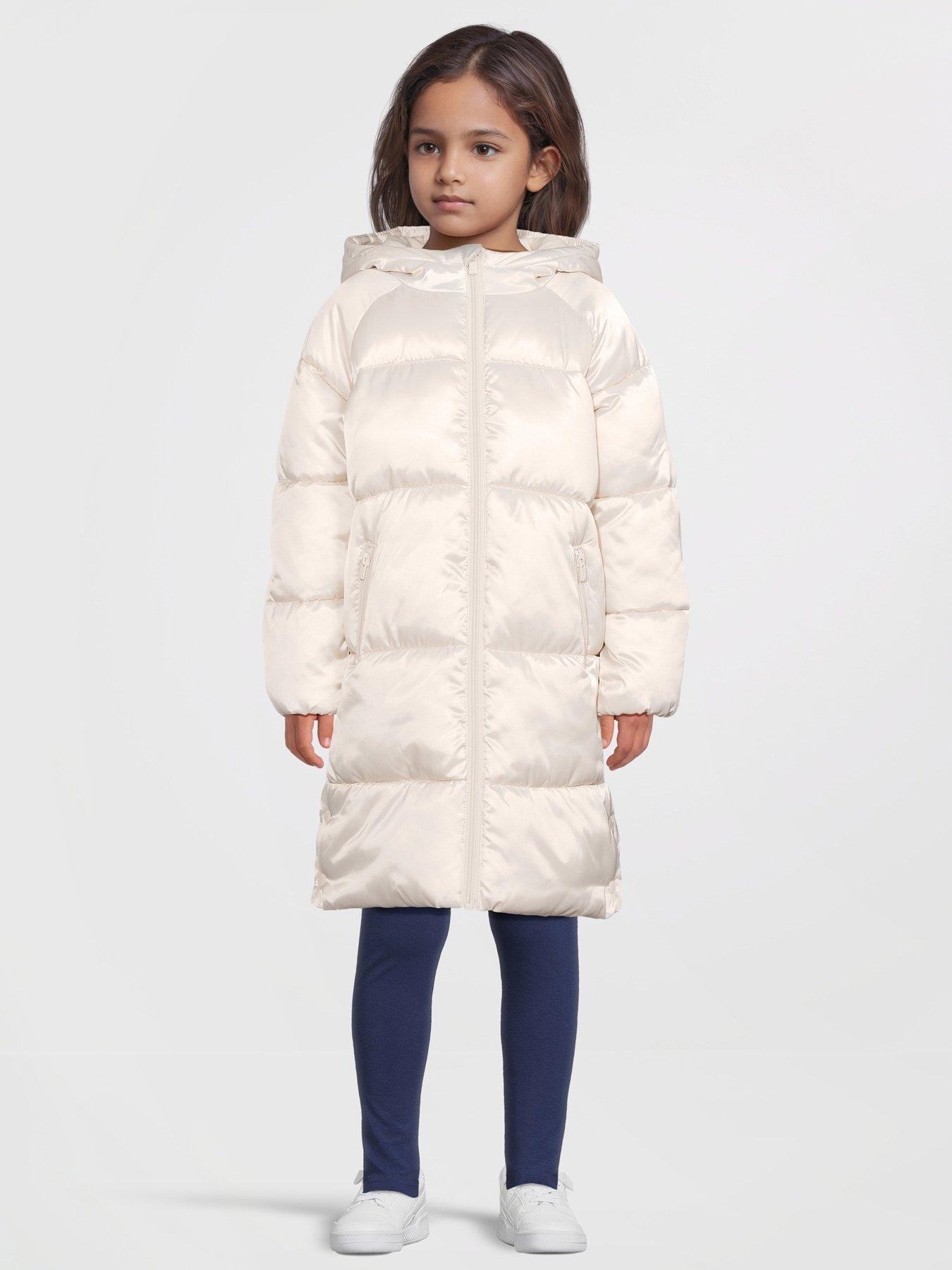 V by Very Girls Shorter Length Padded Coat - Oyster Metallic