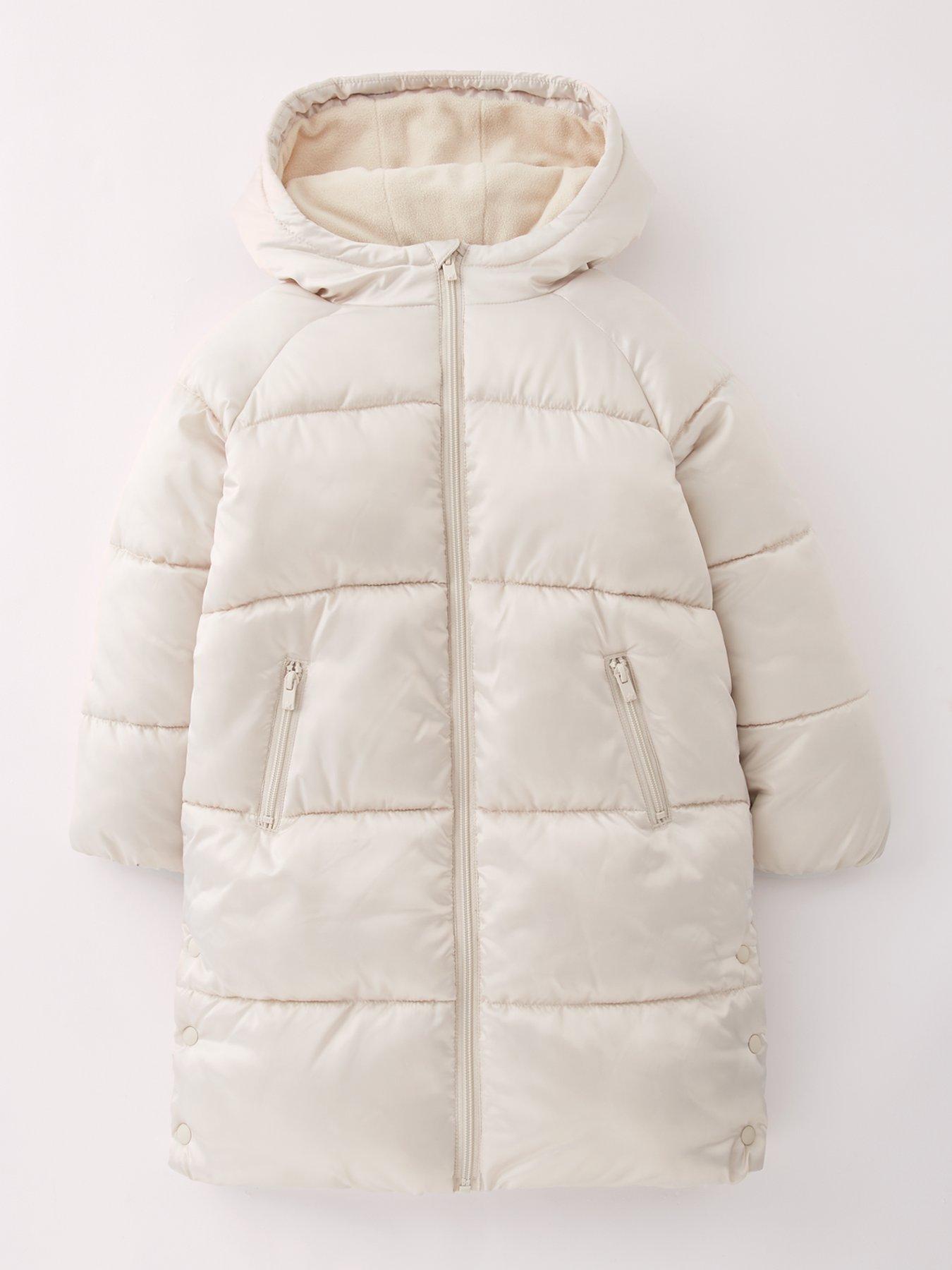 undefined Girls Shorter Length Padded Coat - Oyster Metallic
