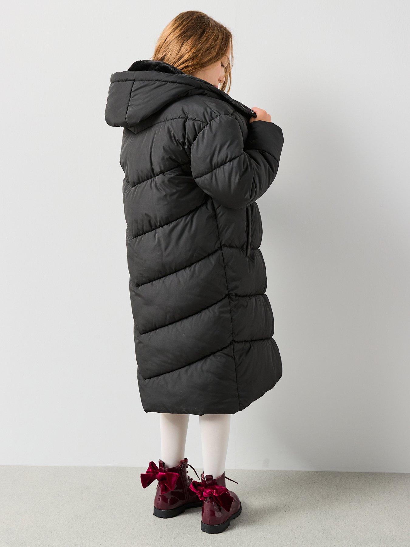 Image 2 of 6 of V by Very Girls Longline Oversized Heavy Weight Padded Coat - Black
