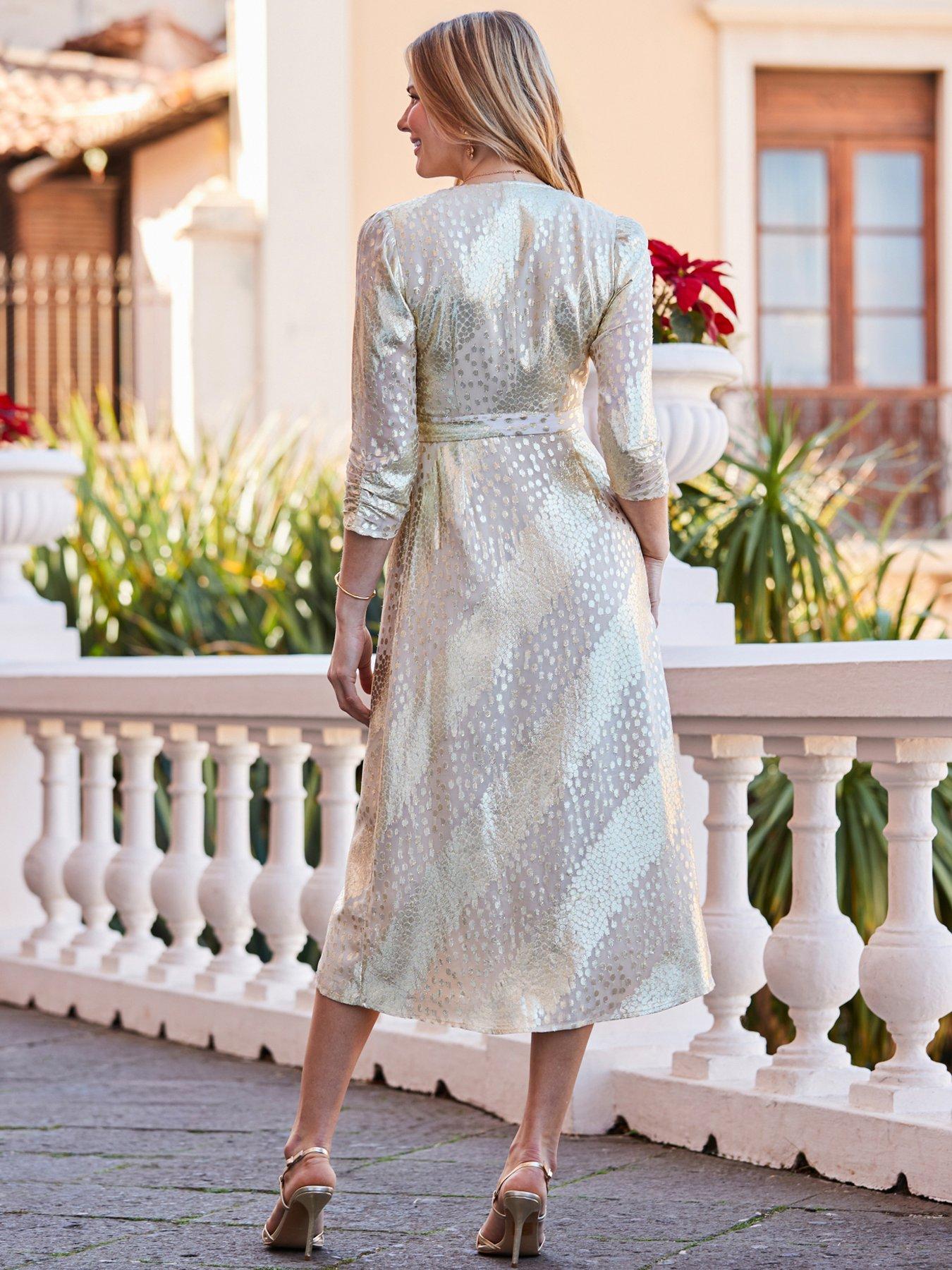  image of sosandar-red-spot-print-twist-front-ruched-sleeve-fit-flare-dress