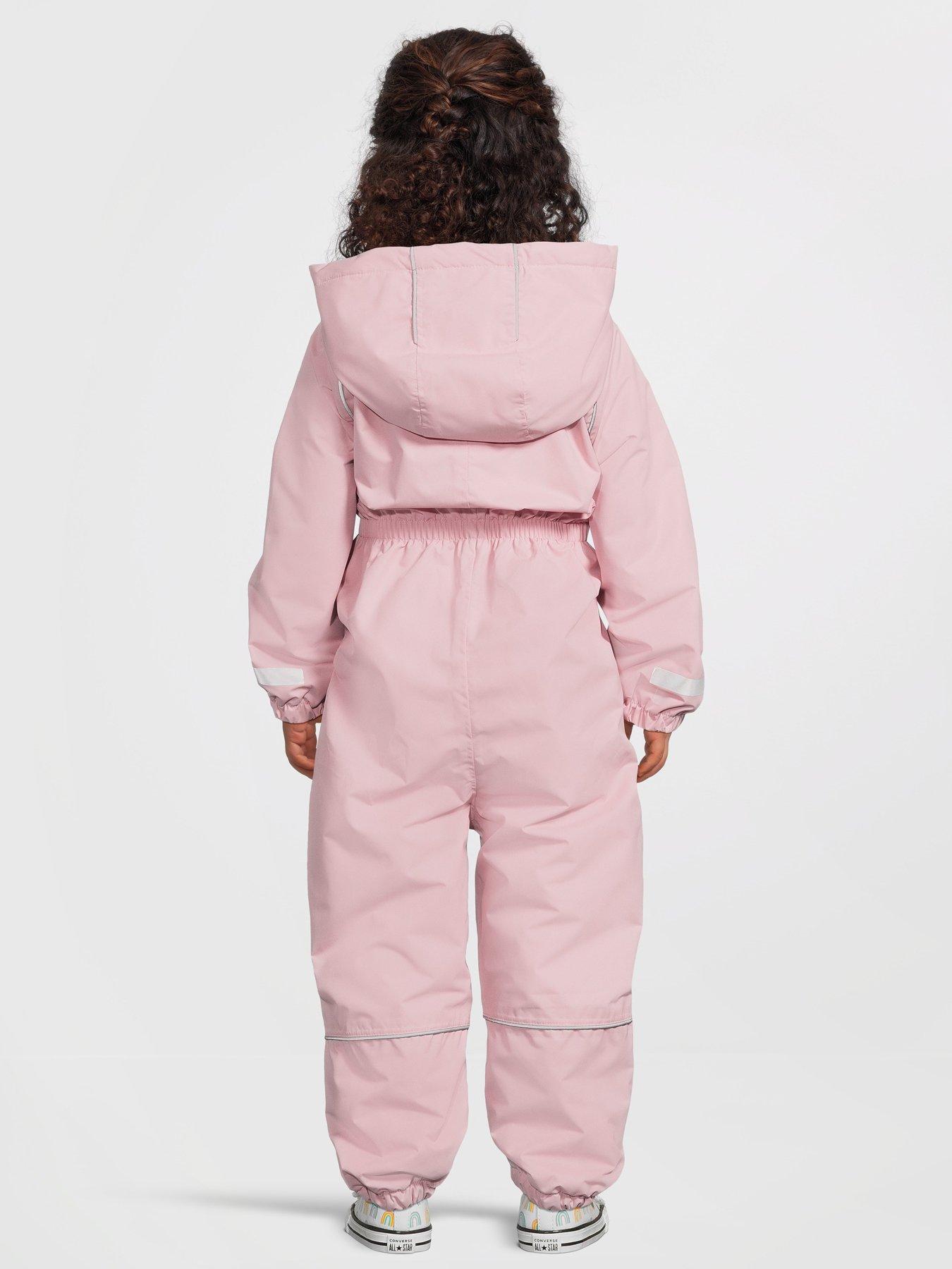  image of mini-v-by-very-girls-fleece-lined-shower-resistant-puddlesuit-pink