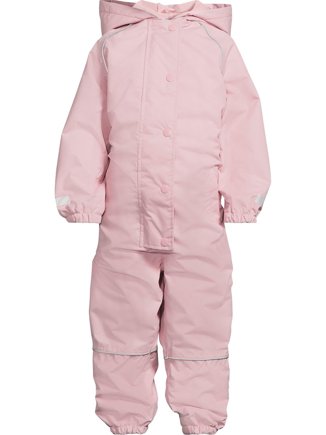  image of mini-v-by-very-girls-fleece-lined-shower-resistant-puddlesuit-pink