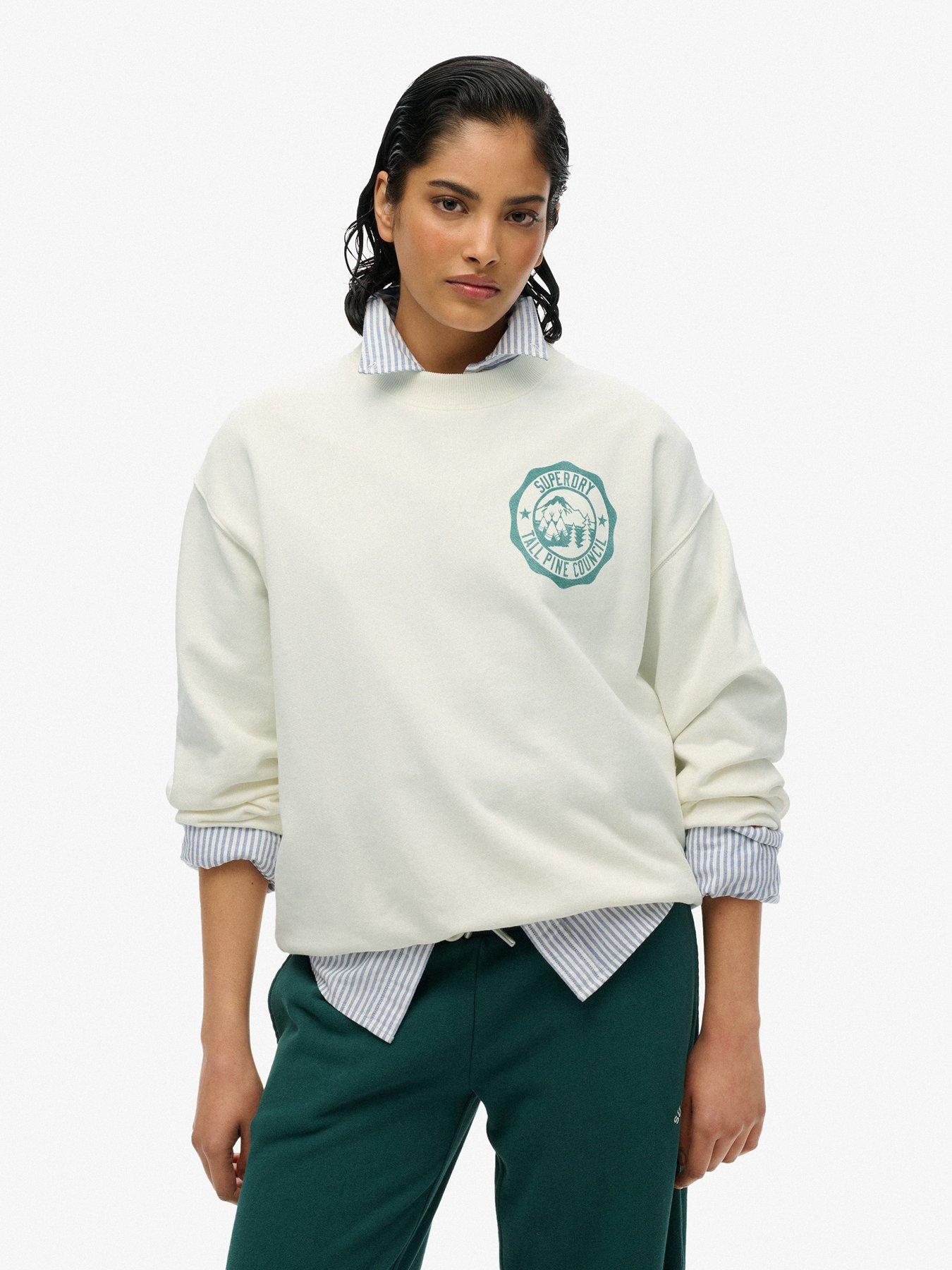  image of superdry-outdoor-loose-crew-sweatshirt-cream