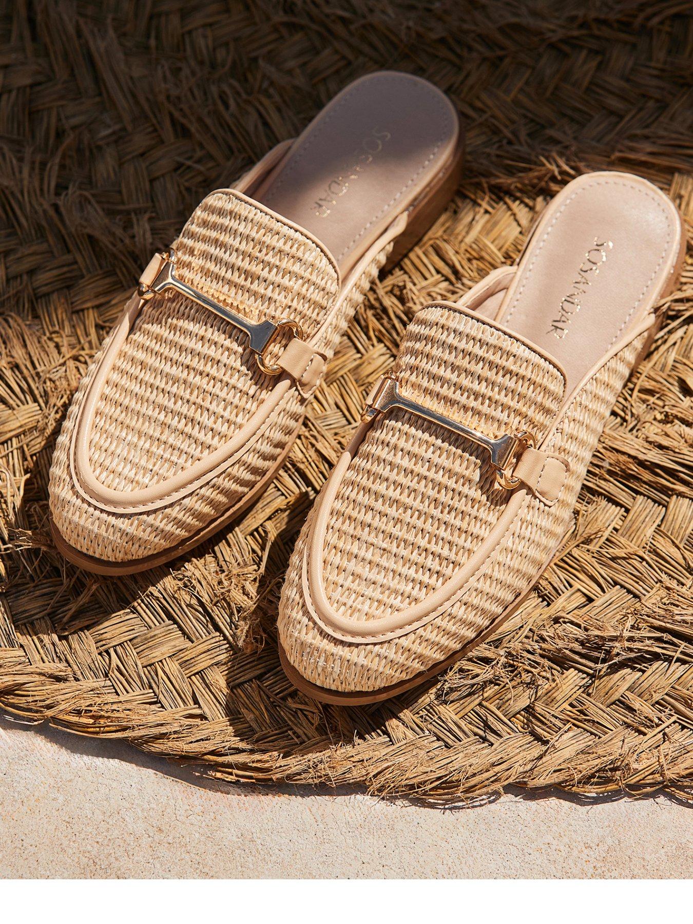 sosandar-natural-raffia-gold-trim-mule-loafers-tan