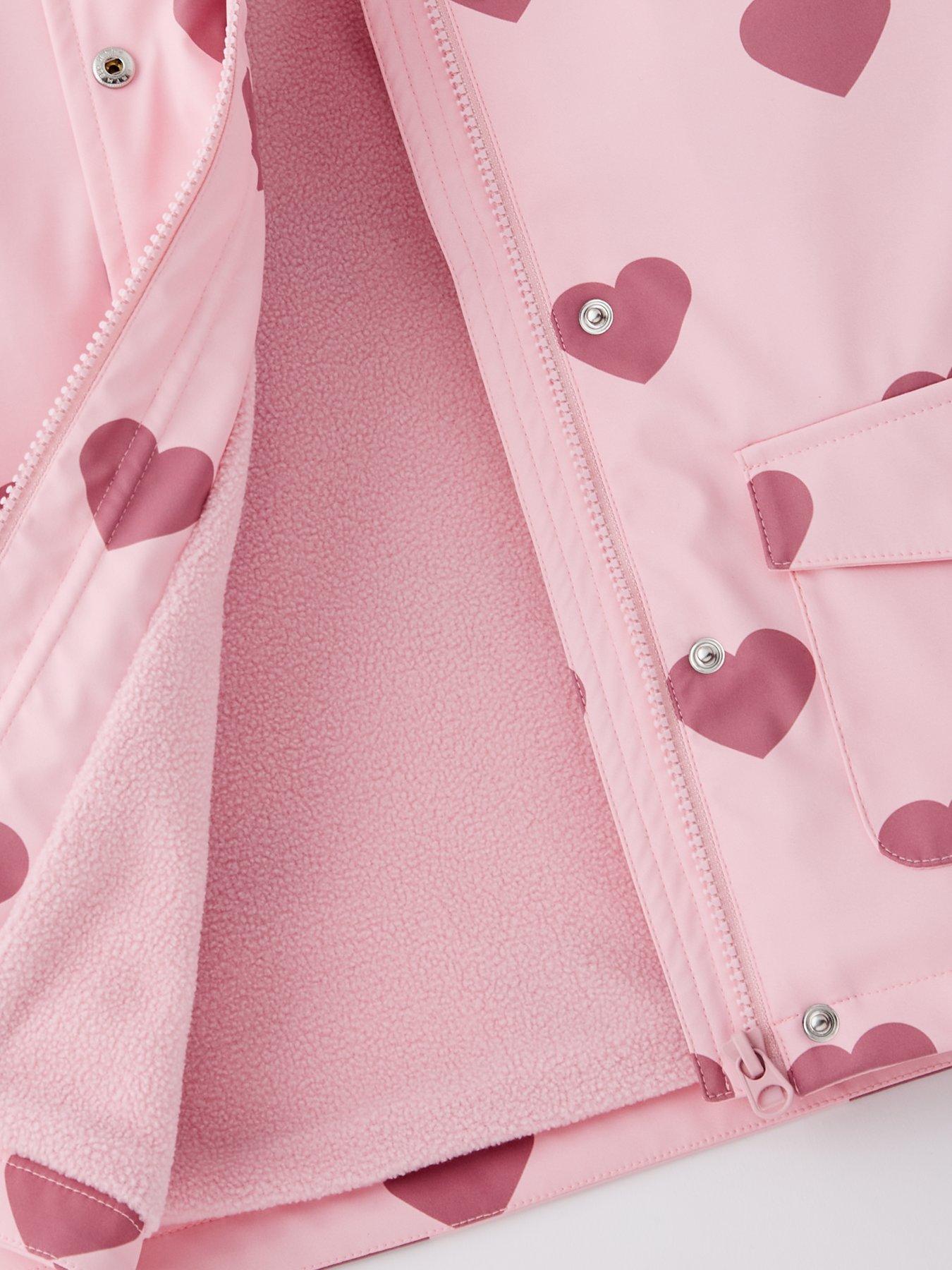  image of mini-v-by-very-girls-fleece-lined-shower-resistant-raincoat-multi