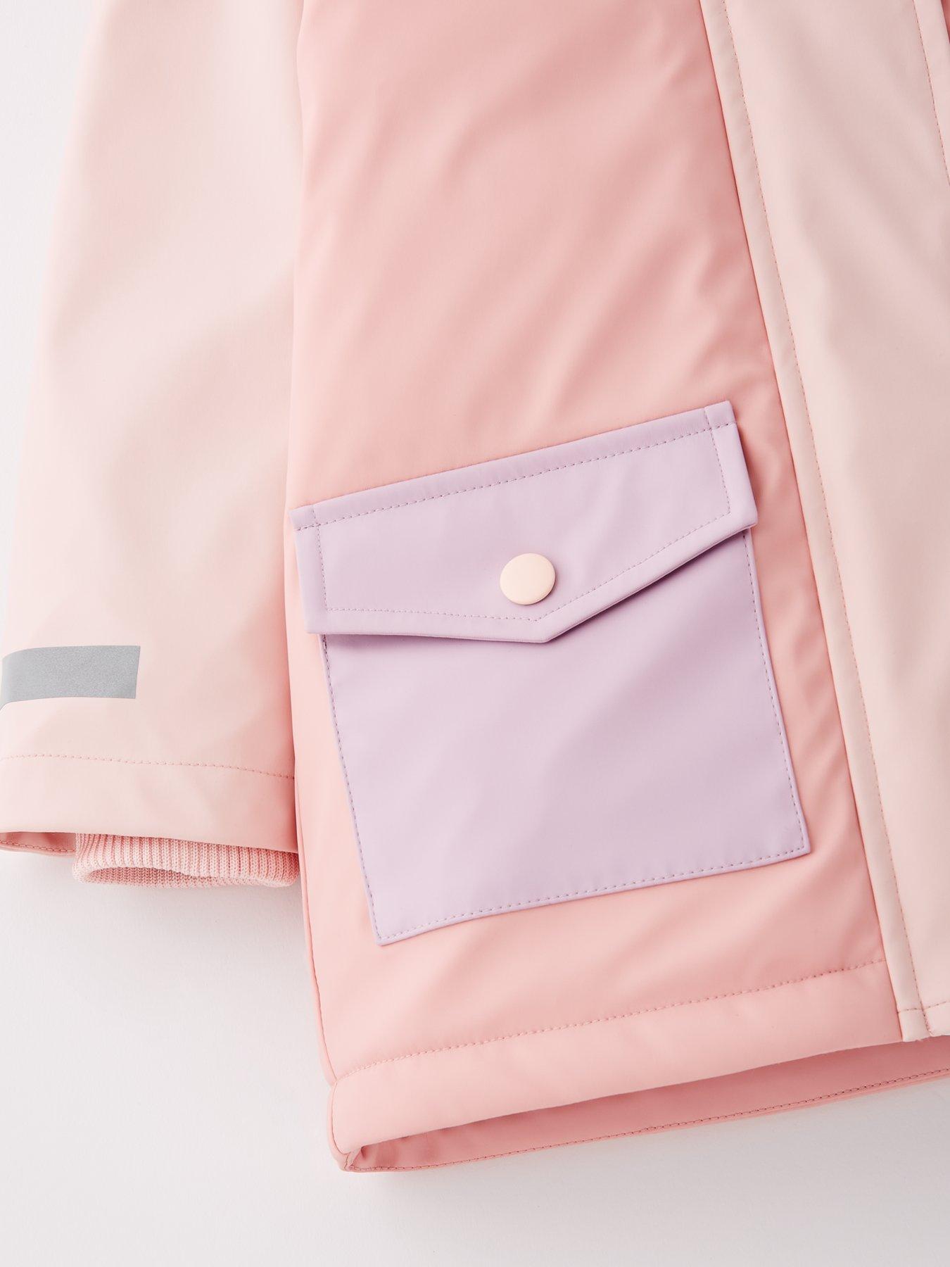  image of mini-v-by-very-girls-fleece-lined-shower-resistant-raincoat-multi