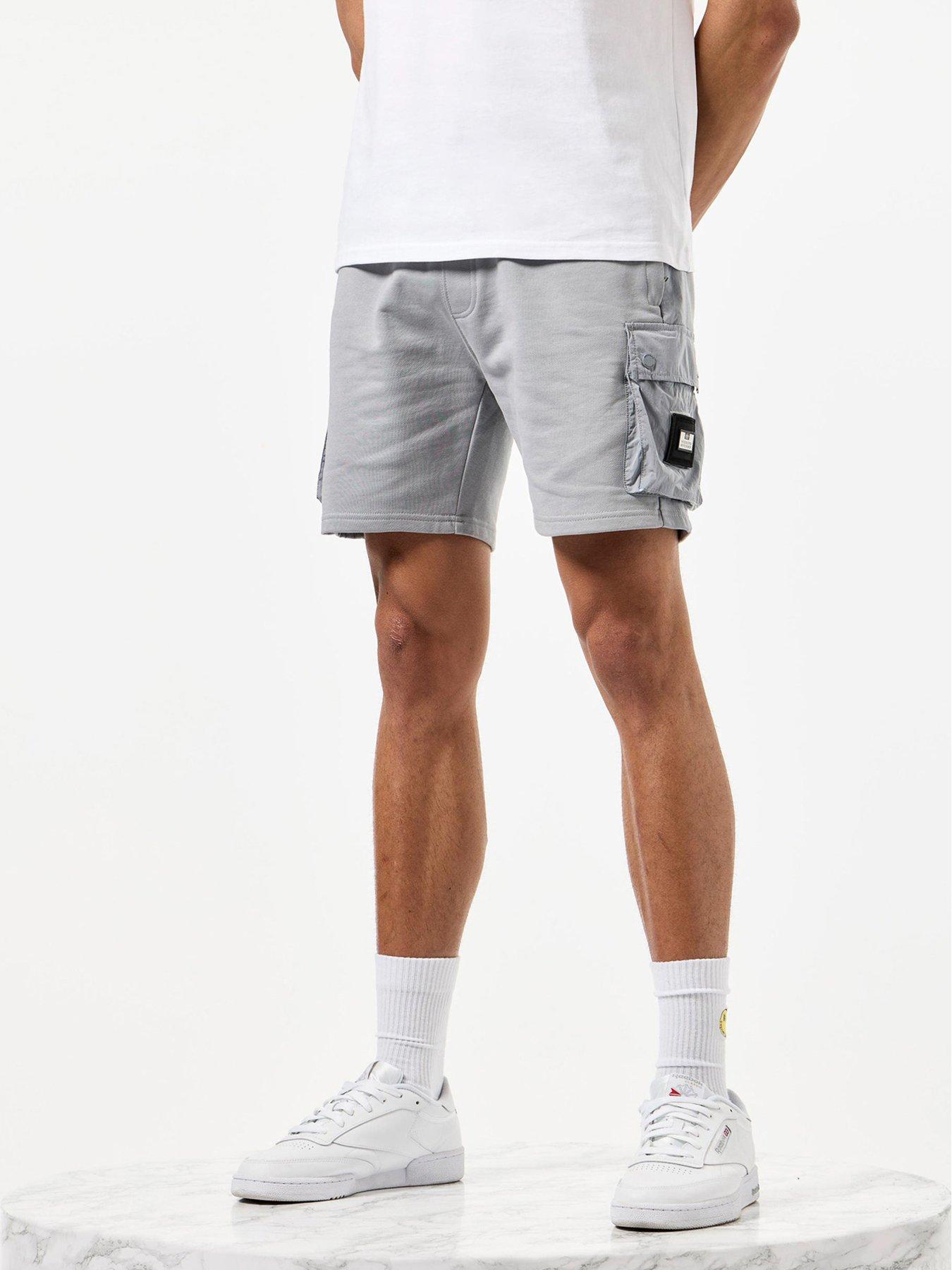  image of weekend-offender-pink-sands-classic-overlay-cargo-jog-short-grey