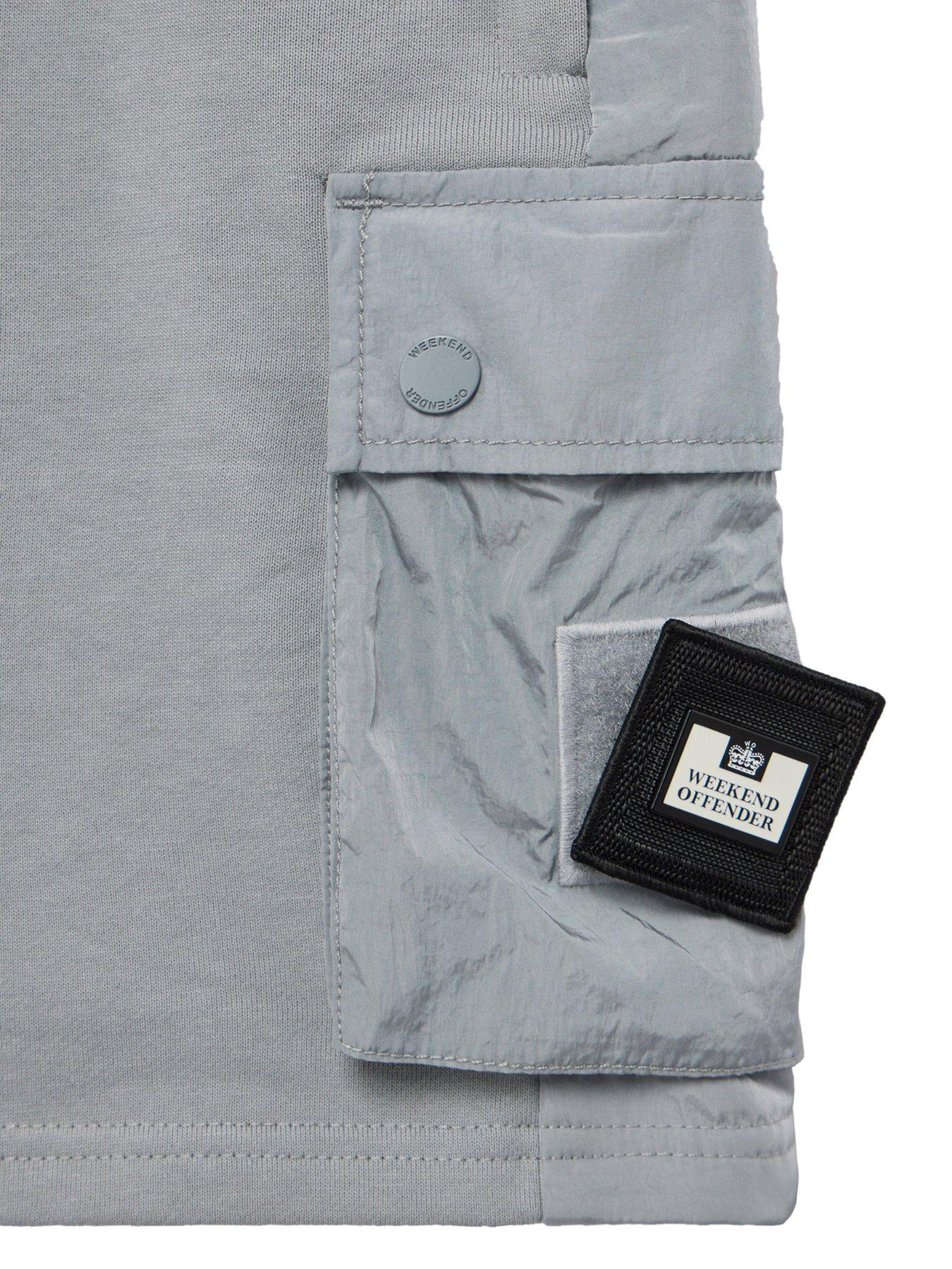  image of weekend-offender-pink-sands-classic-overlay-cargo-jog-short-grey