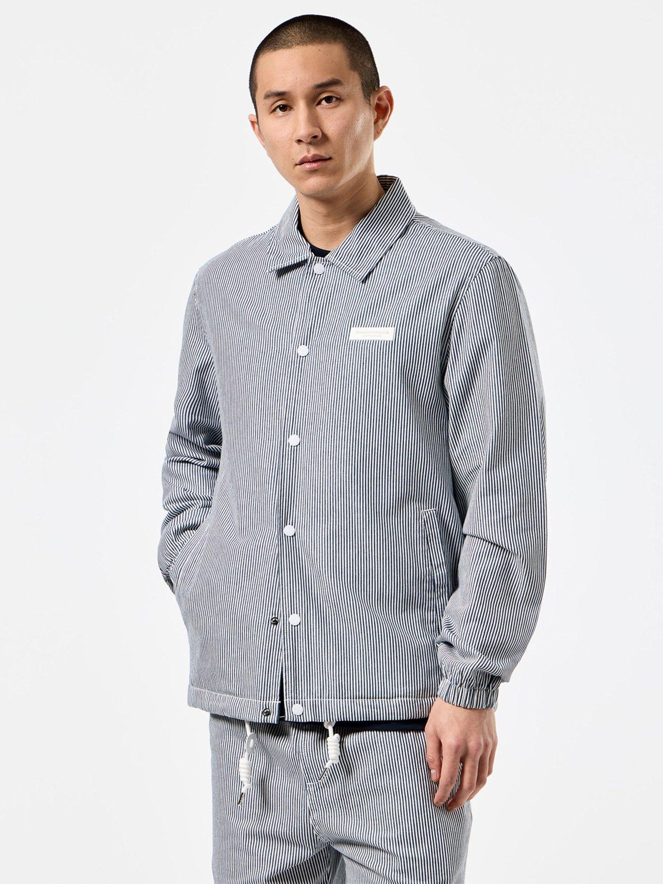 undefined Sant Antoni Ticking Strip Coach Jacket - Navy