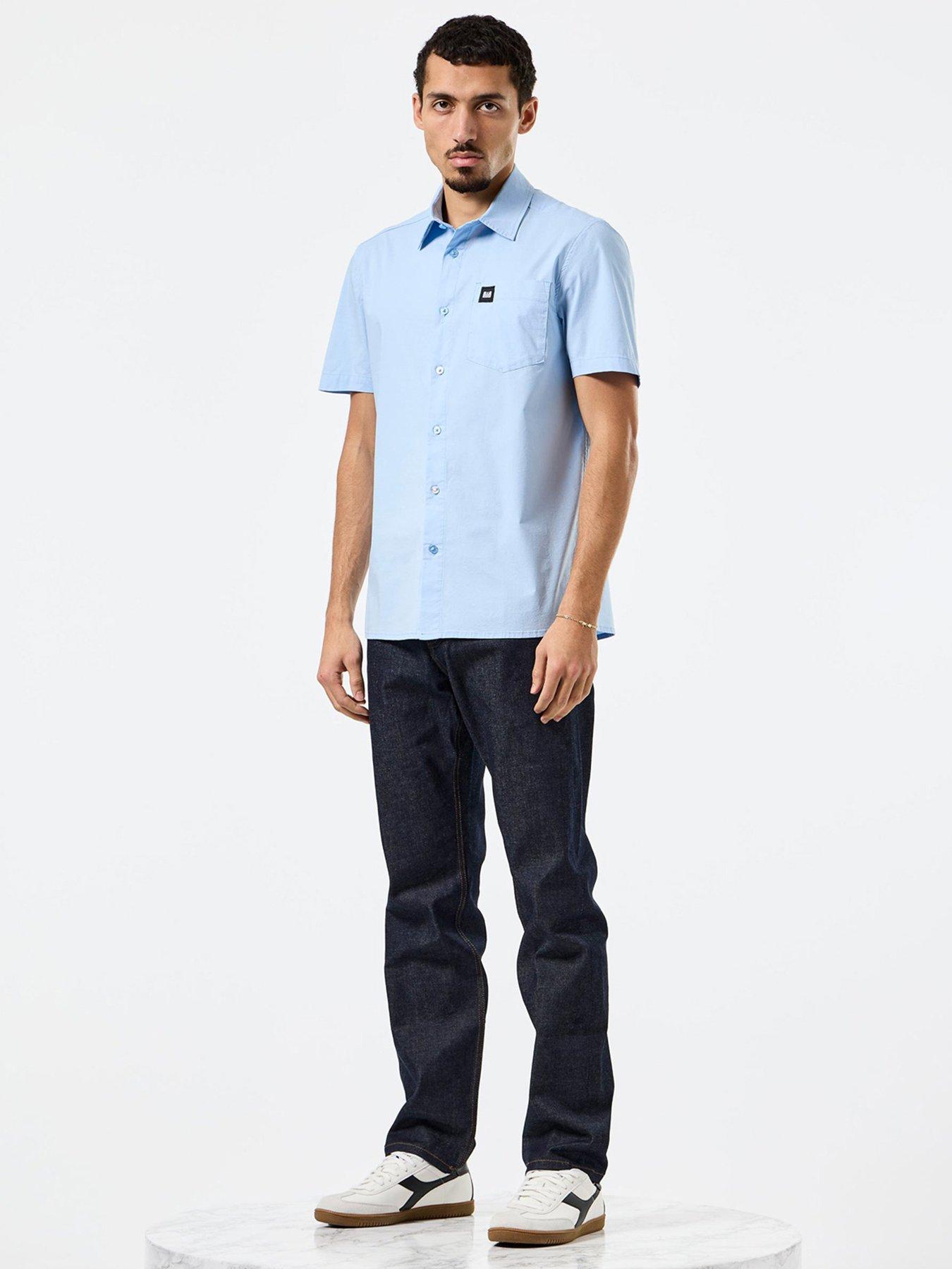 stillFront image of weekend-offender-borak-classic-short-sleeve-shirt-blue