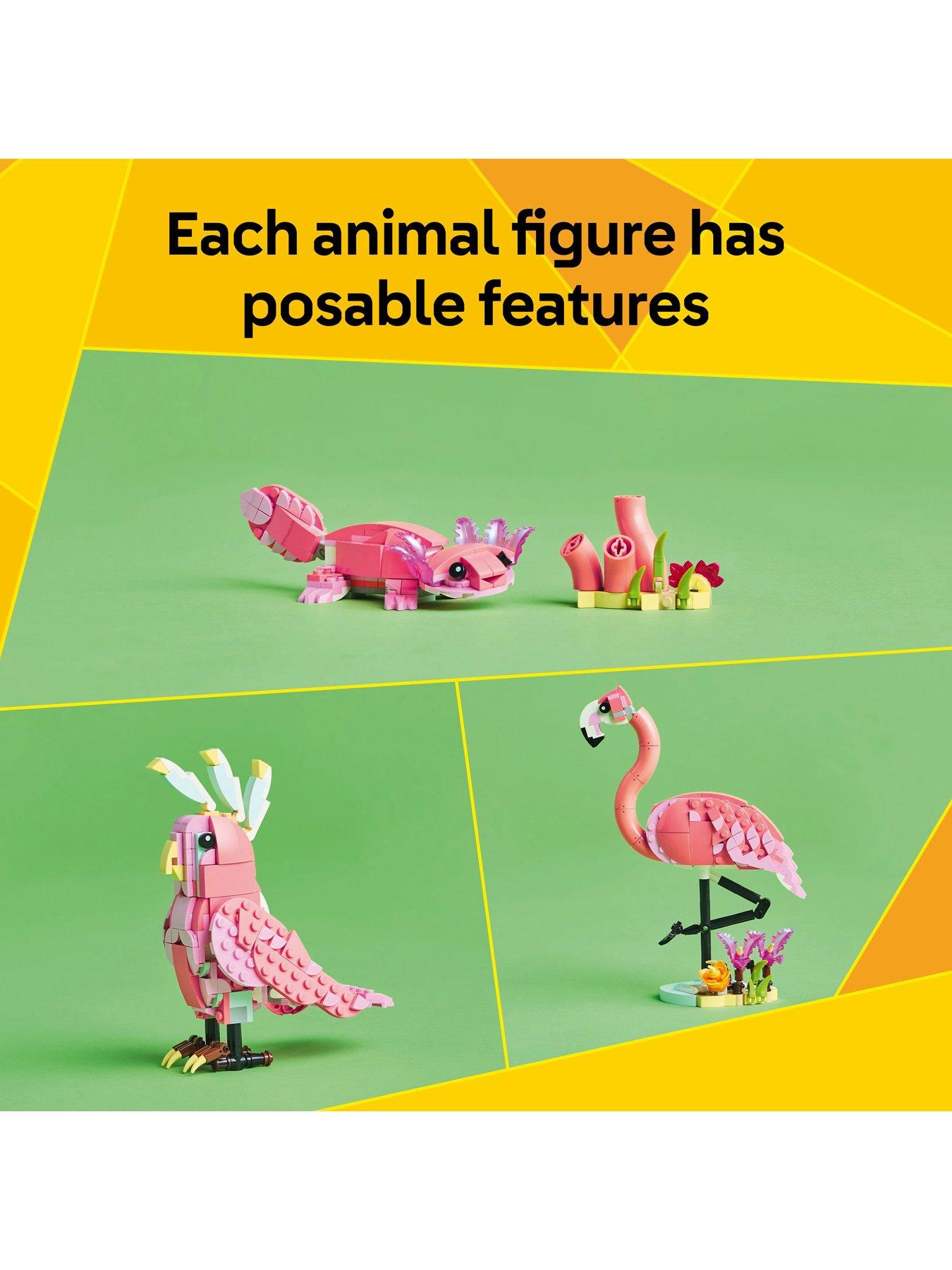  image of lego-creator-3in1-wild-animals-pink-flamingo-animal-toy-playset-31170