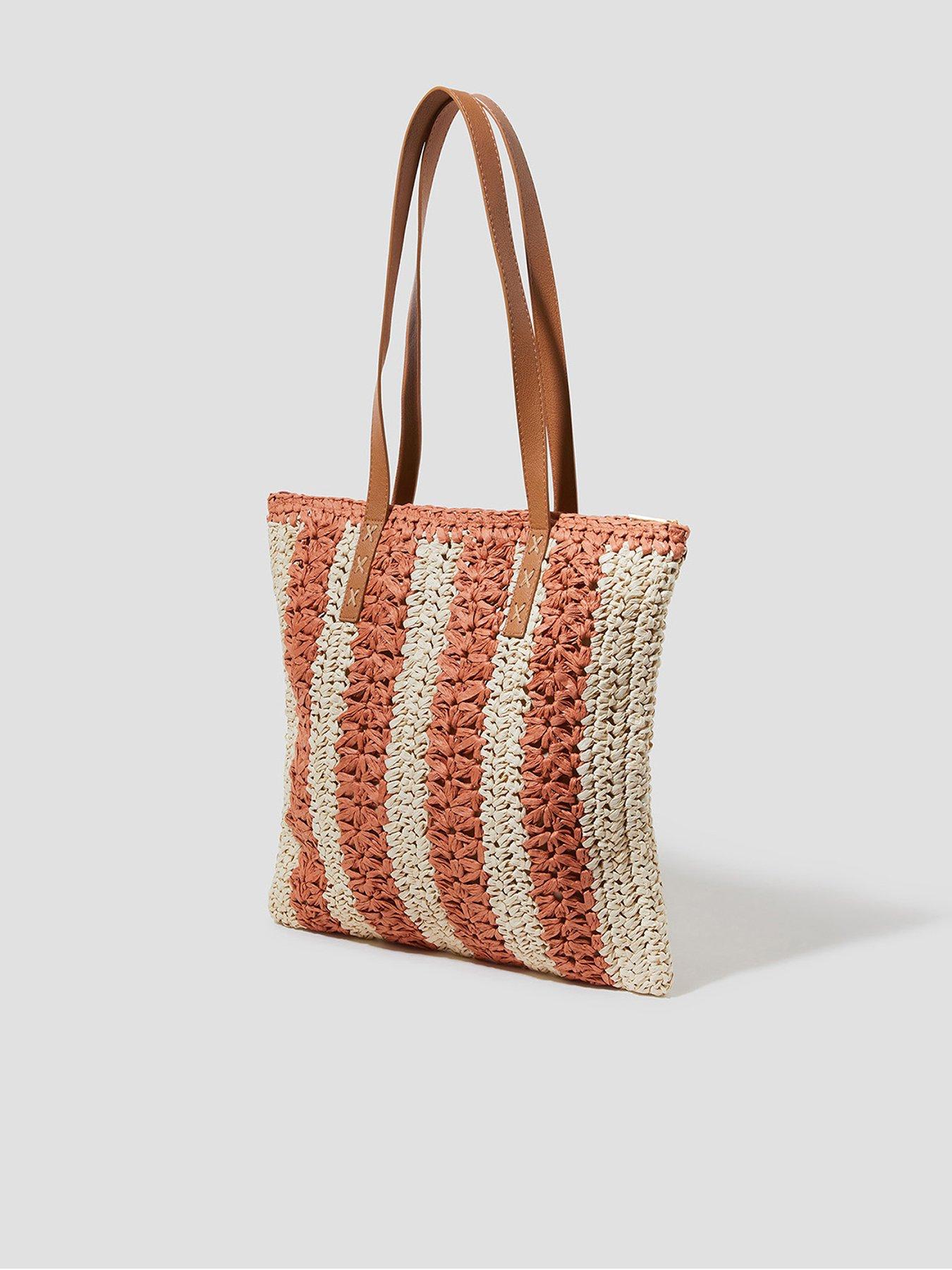 undefined Lola Strpe Crochet Tote - Natural