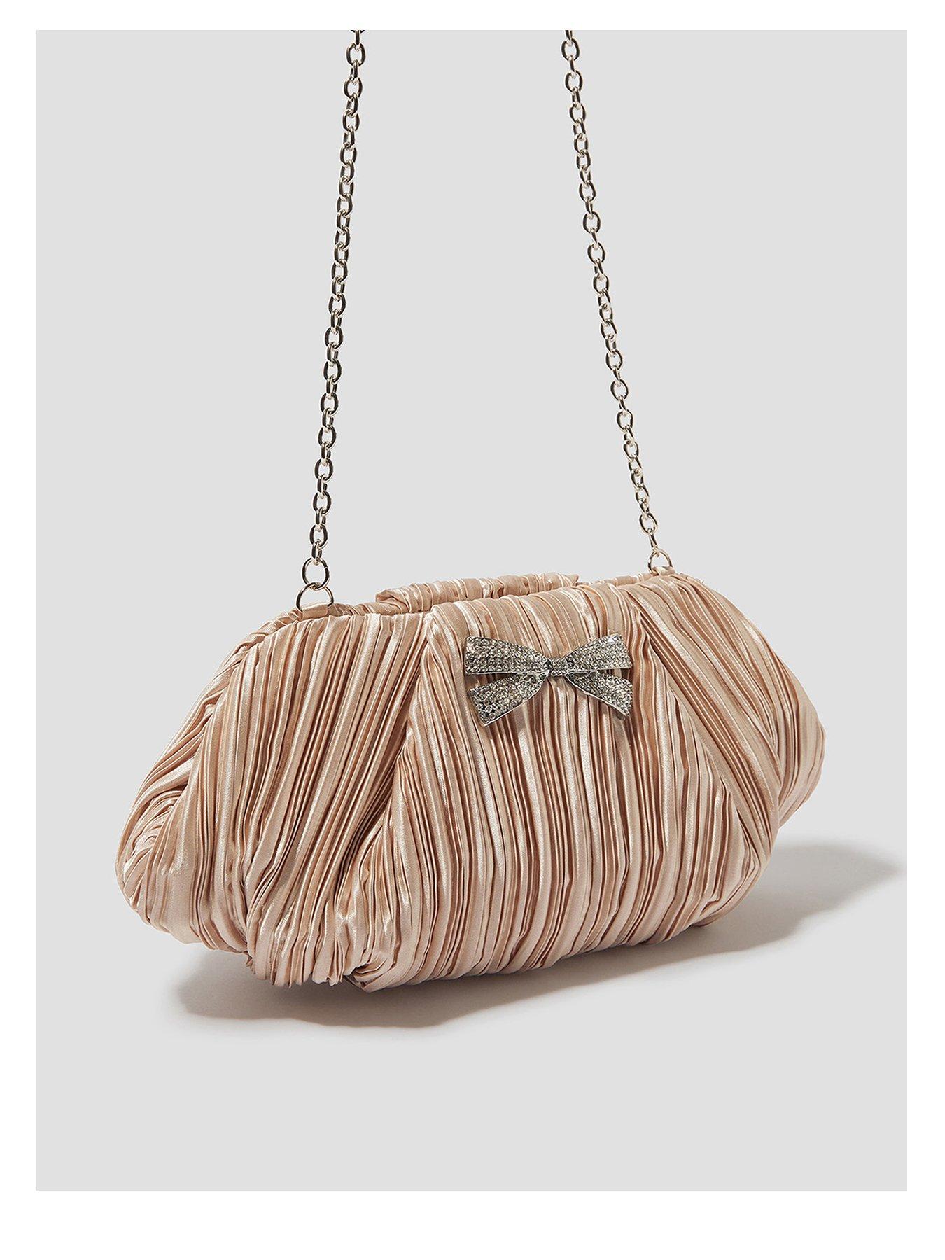  image of monsoon-pen-pleated-bow-clutch-pink