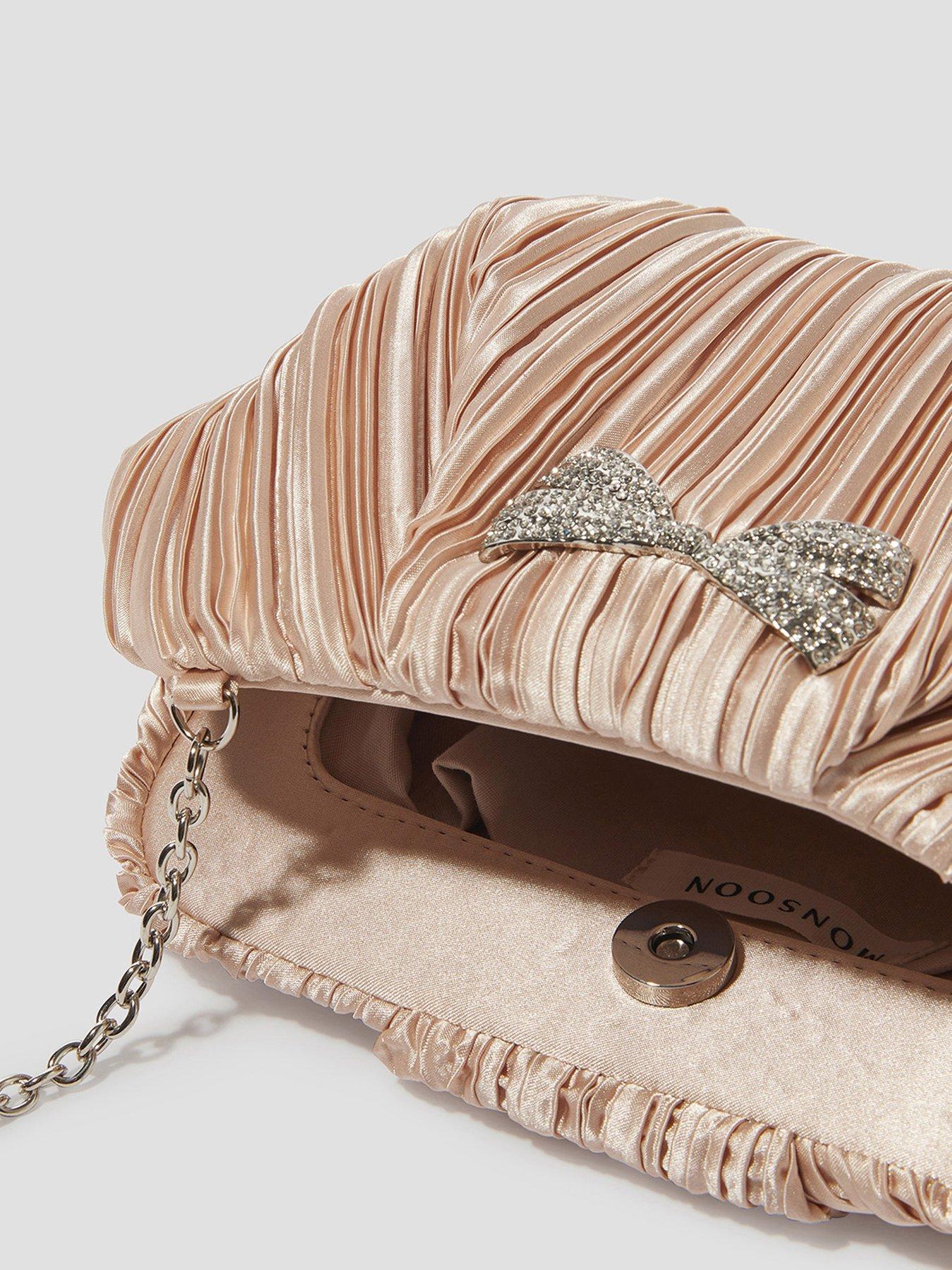  image of monsoon-pen-pleated-bow-clutch-pink