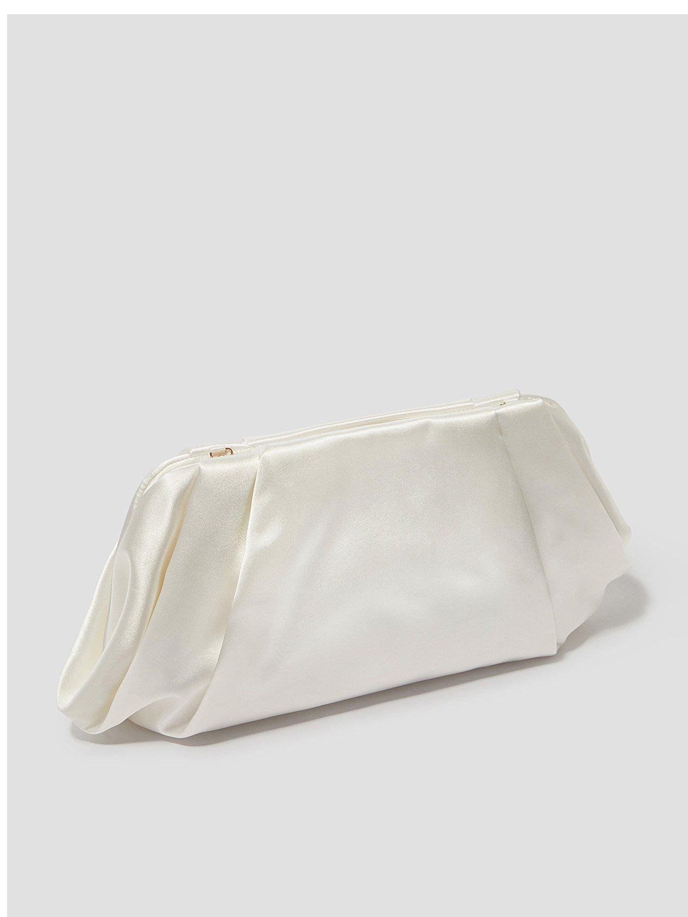 undefined Oona Satin Pleat Clutch - Ivory