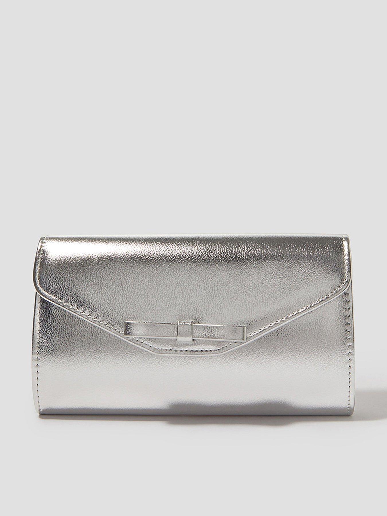 undefined Selena Bow Clutch - Silver
