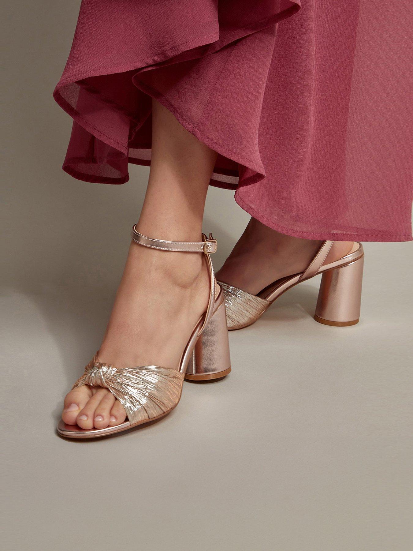  image of monsoon-twist-front-heeled-sandals-pink