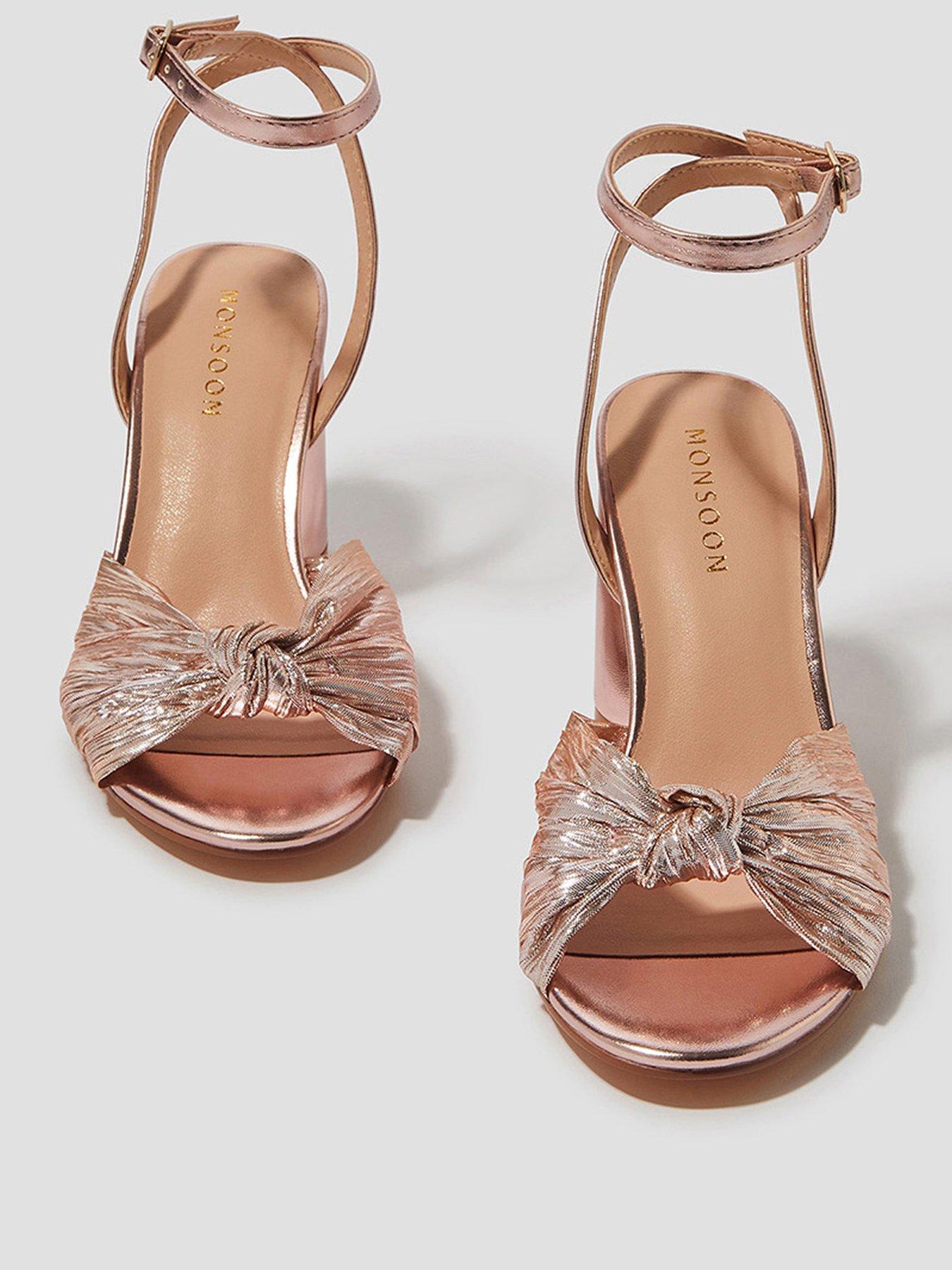  image of monsoon-twist-front-heeled-sandals-pink
