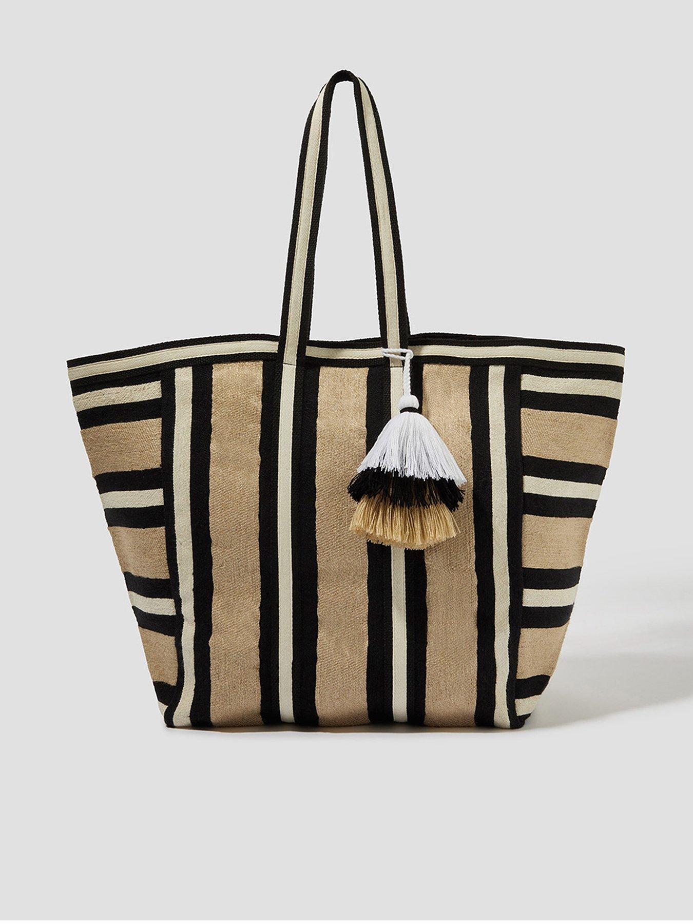  image of monsoon-ari-striped-canvas-tote-natural