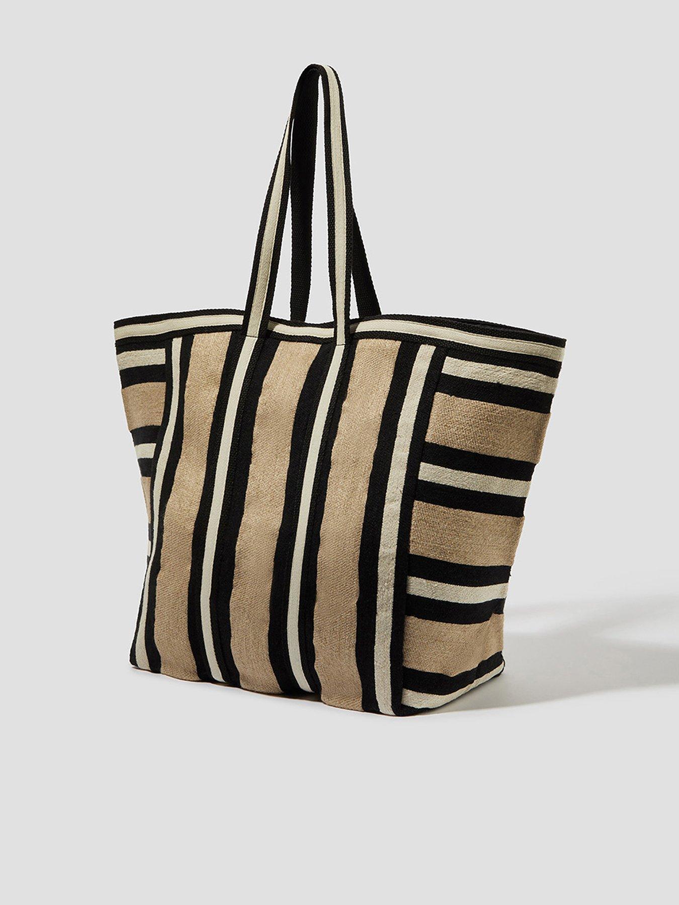  image of monsoon-ari-striped-canvas-tote-natural
