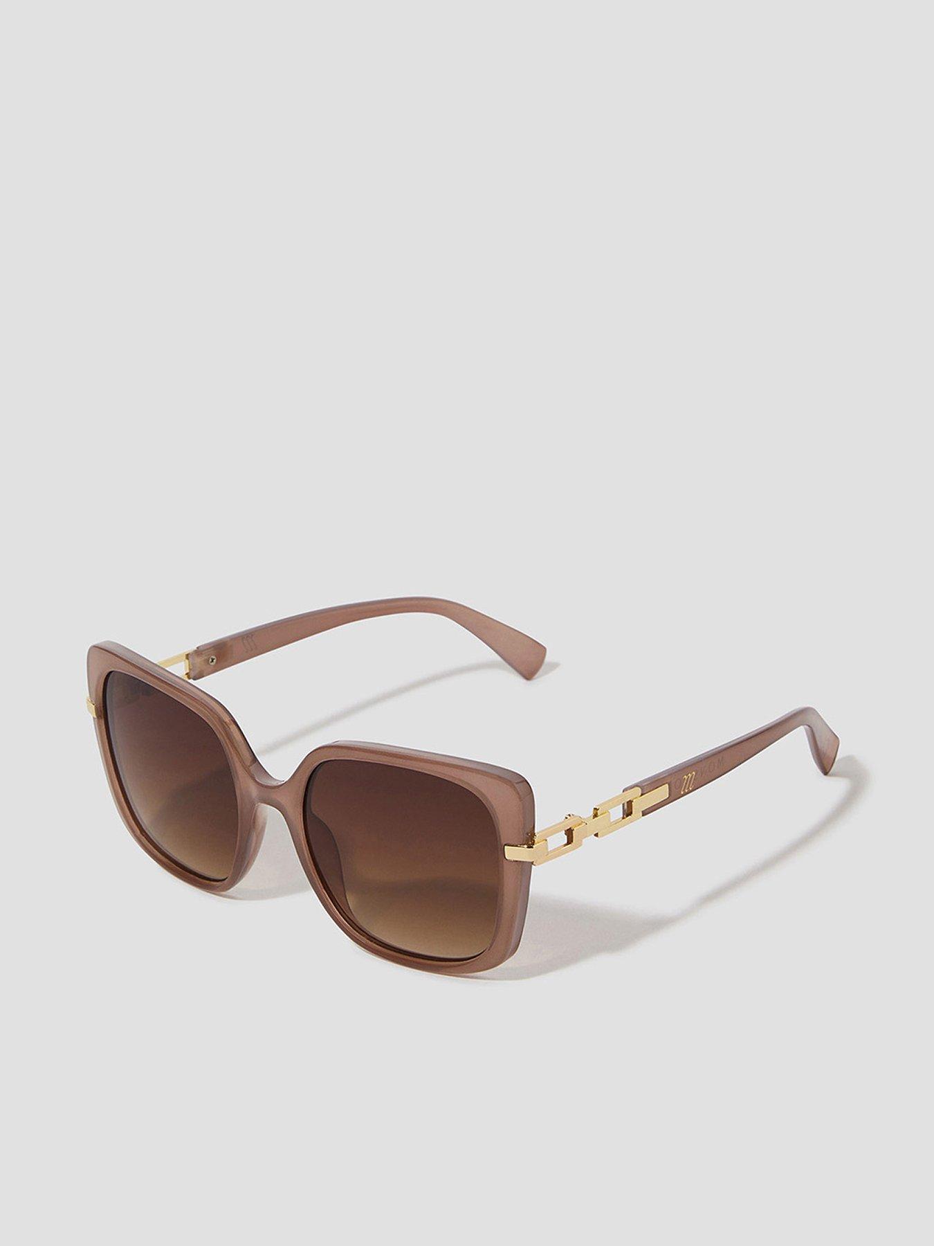 Image 1 of 2 of Monsoon Link Detail Oversized Sunglasses - Pink