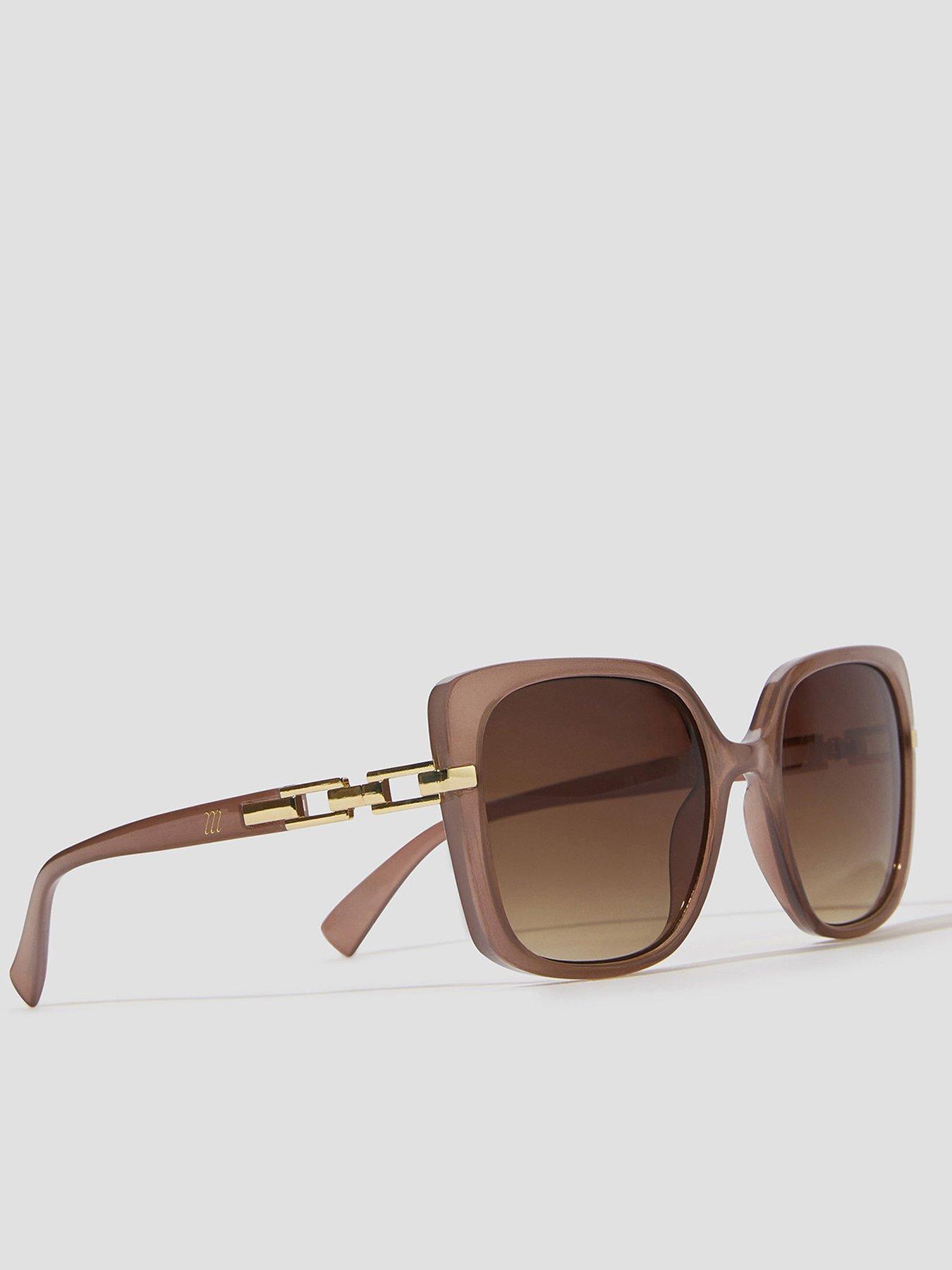 Image 2 of 2 of Monsoon Link Detail Oversized Sunglasses - Pink