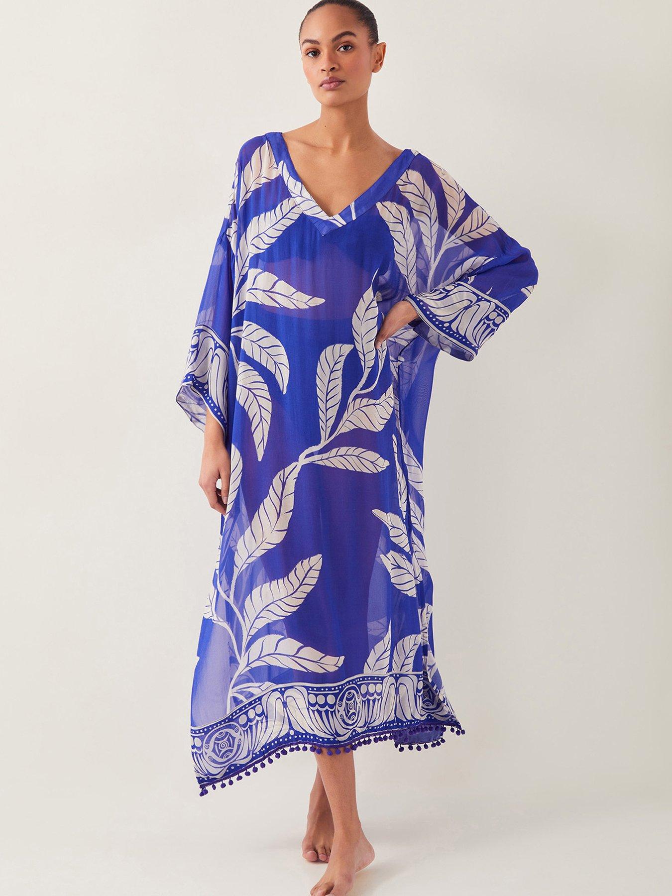 undefined Eden Leaf Kaftan - Navy
