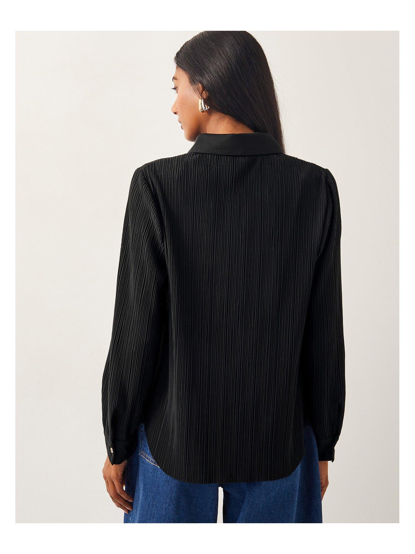  image of monsoon-paula-plisse-shirt-black