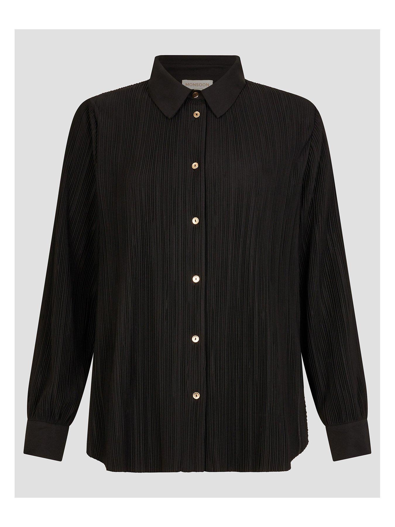  image of monsoon-paula-plisse-shirt-black