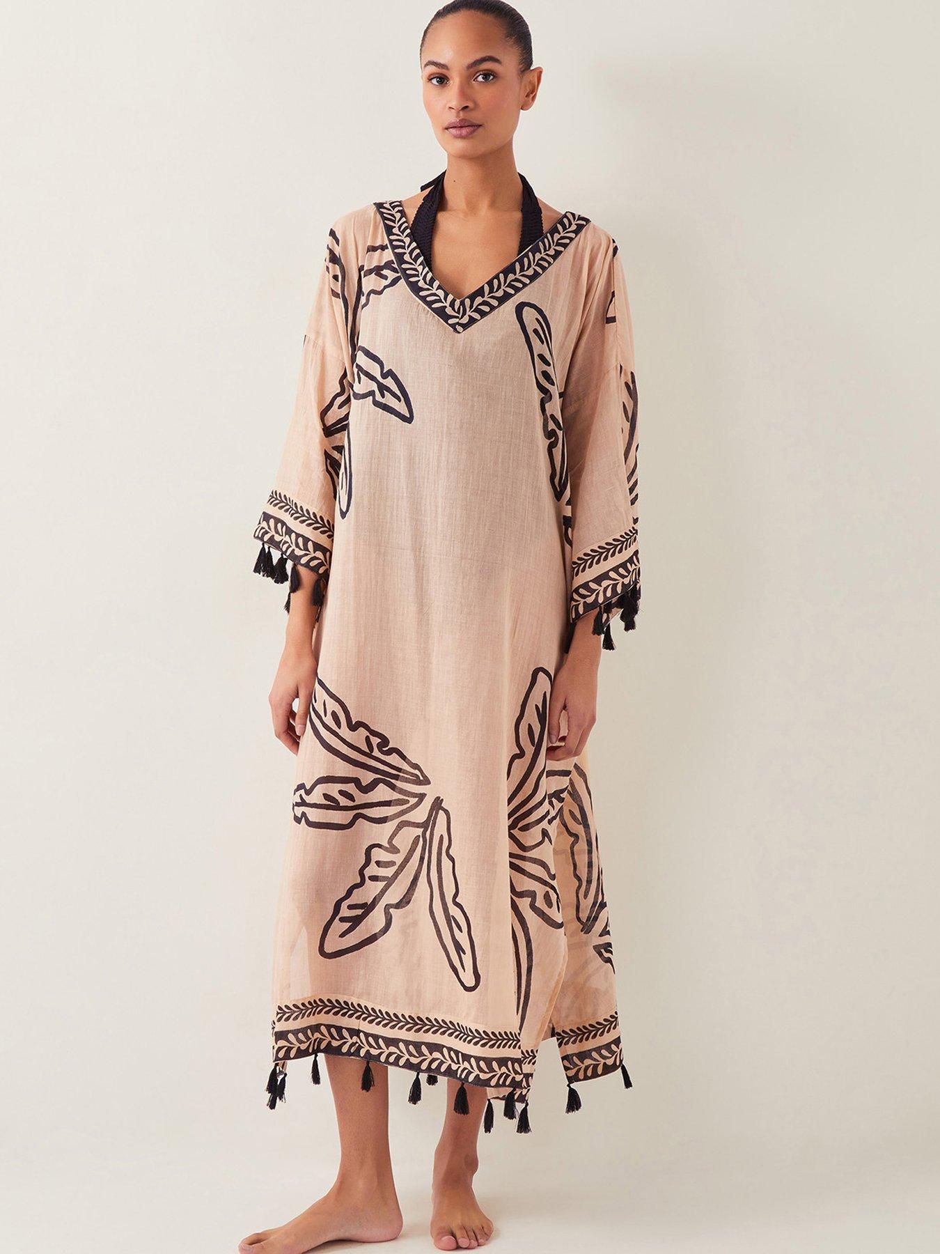 undefined Pam Palm Print Cover Up - White