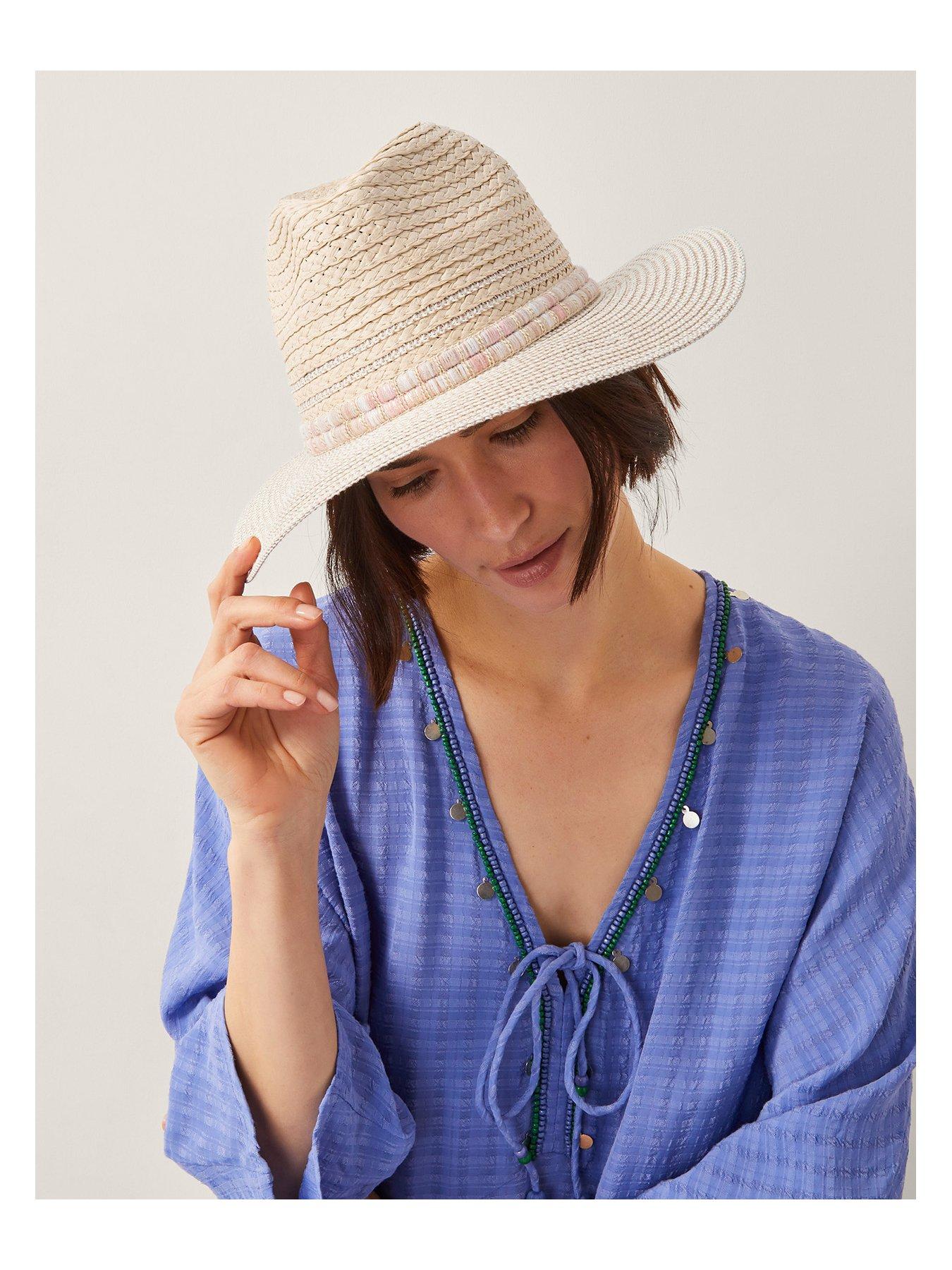 Image 2 of 4 of Monsoon Nora Straw Fedora Hat - Natural
