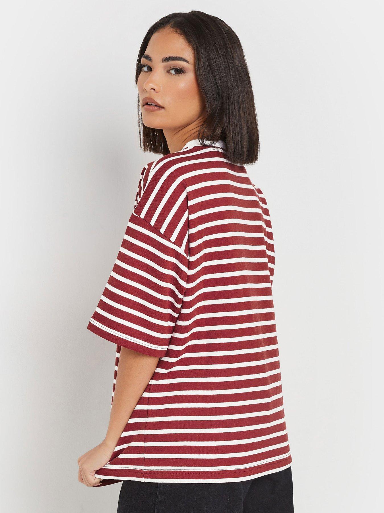  image of pixiegirl-stipe-short-sleeve-sweat-top-red