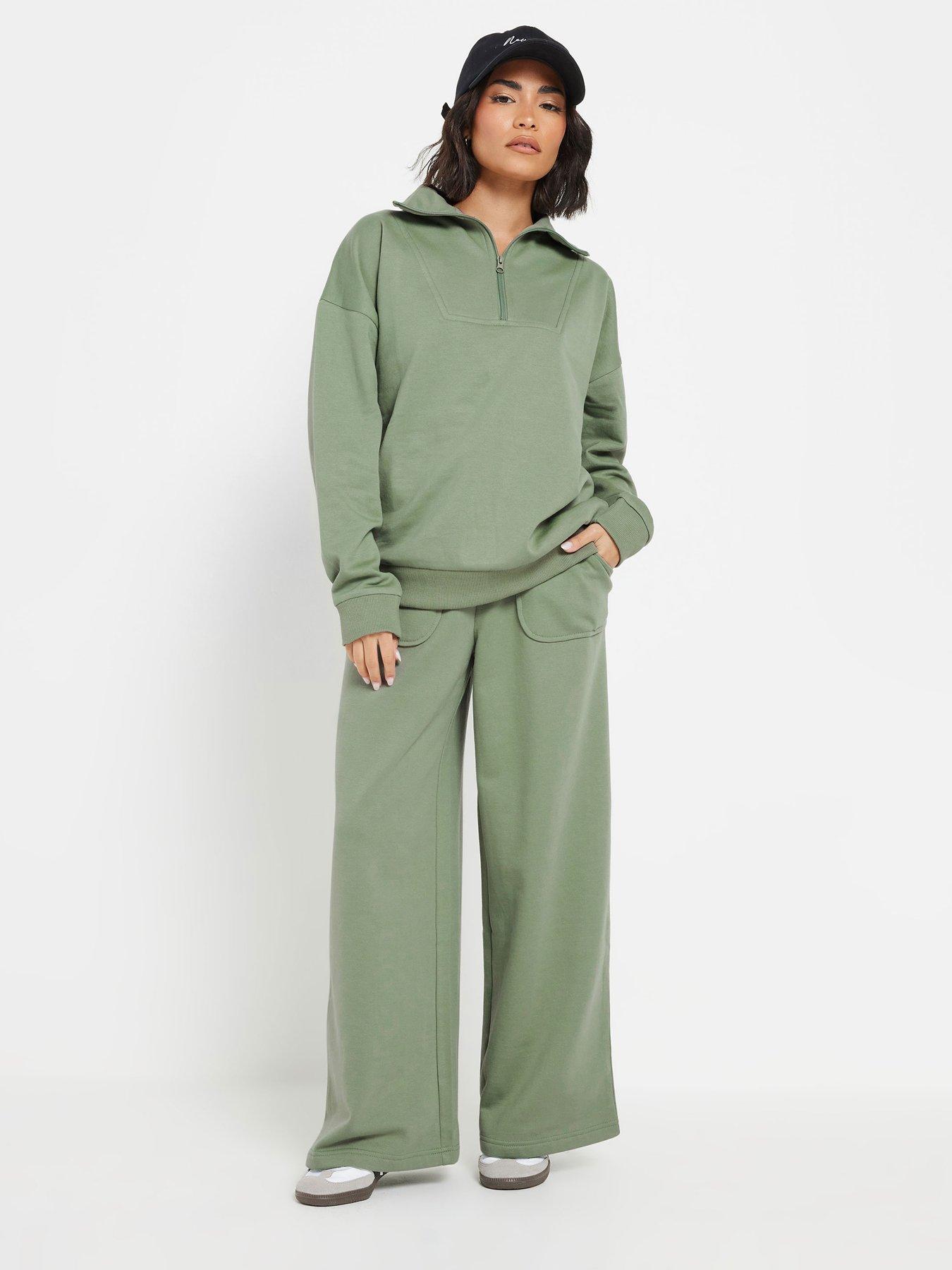  image of pixiegirl-patch-pocket-wide-leg-jogger-green