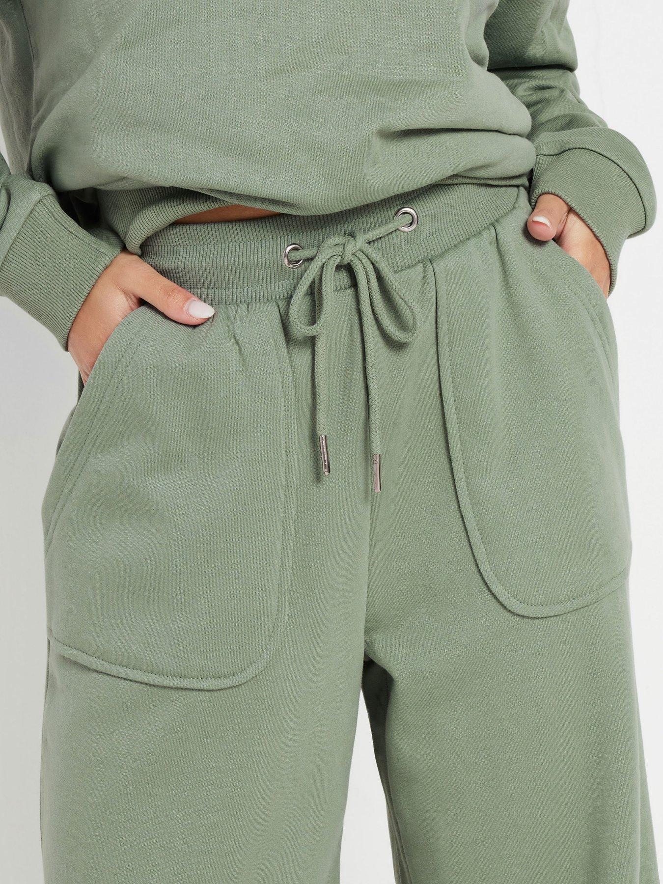  image of pixiegirl-patch-pocket-wide-leg-jogger-green
