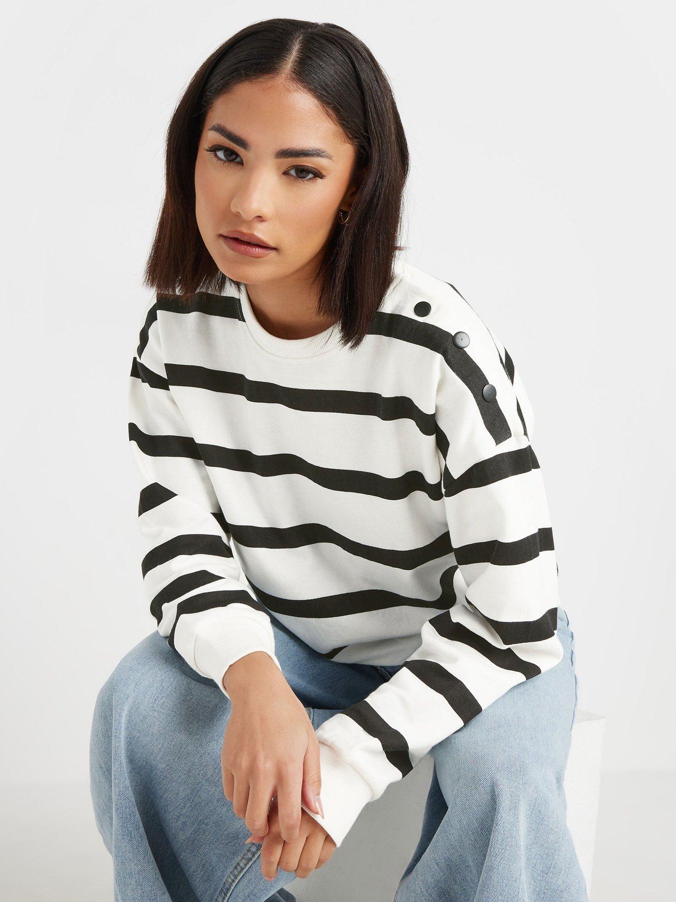  image of pixiegirl-mono-button-stripe-sweatshirt