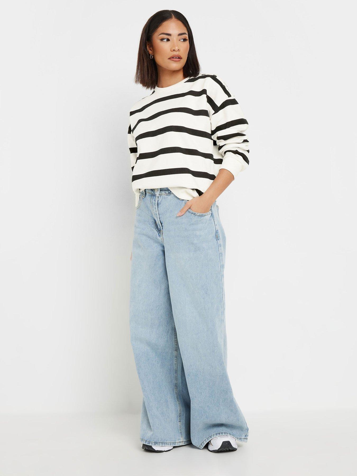  image of pixiegirl-mono-button-stripe-sweatshirt